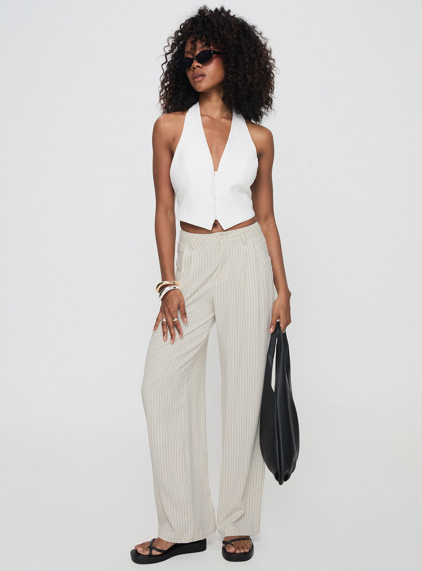 Hayze Linen Pant Beige Pinstripe、mySite、solidvoid