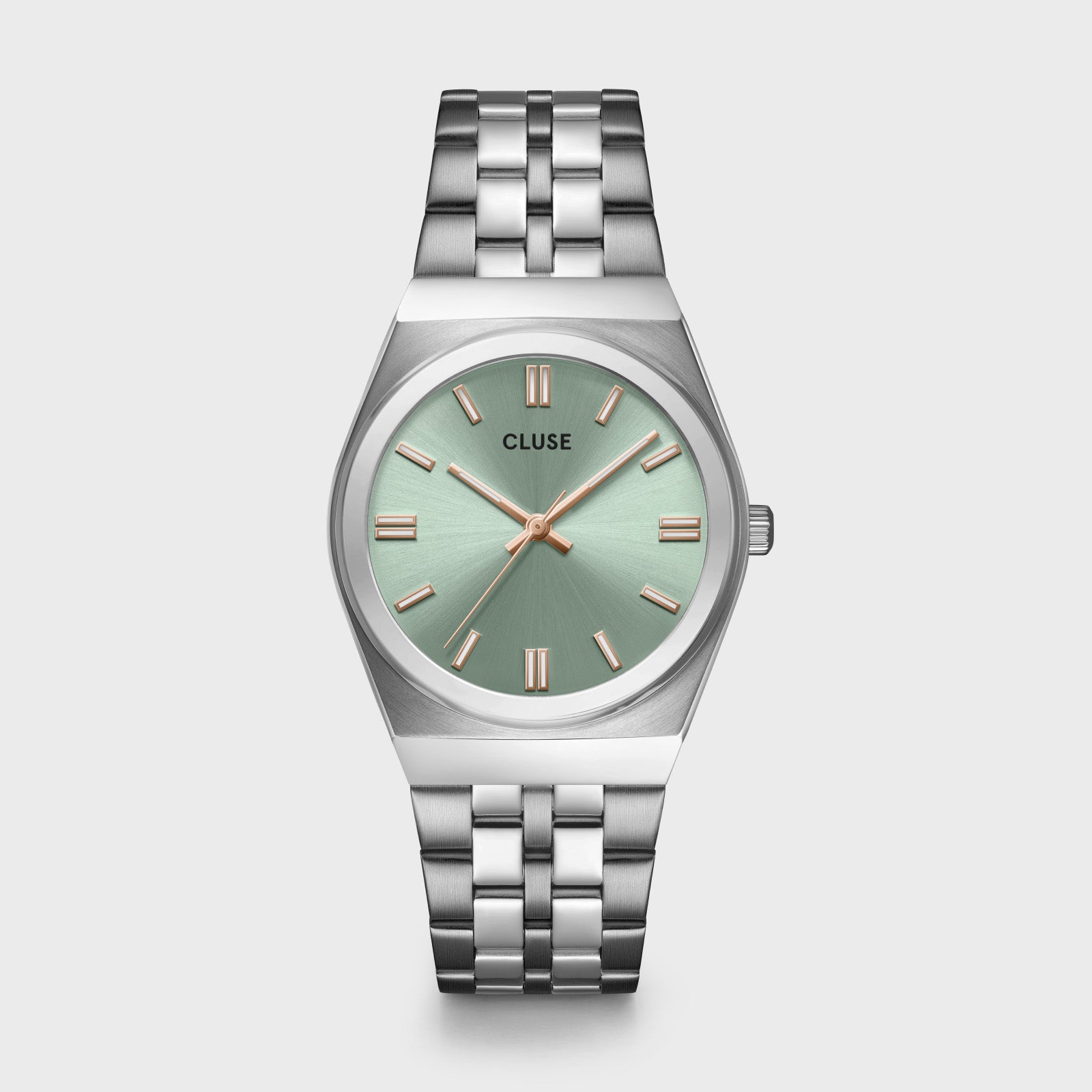 Retro 70's Watch Steel, Sage Green, Silver Colour、mySite、botmansion