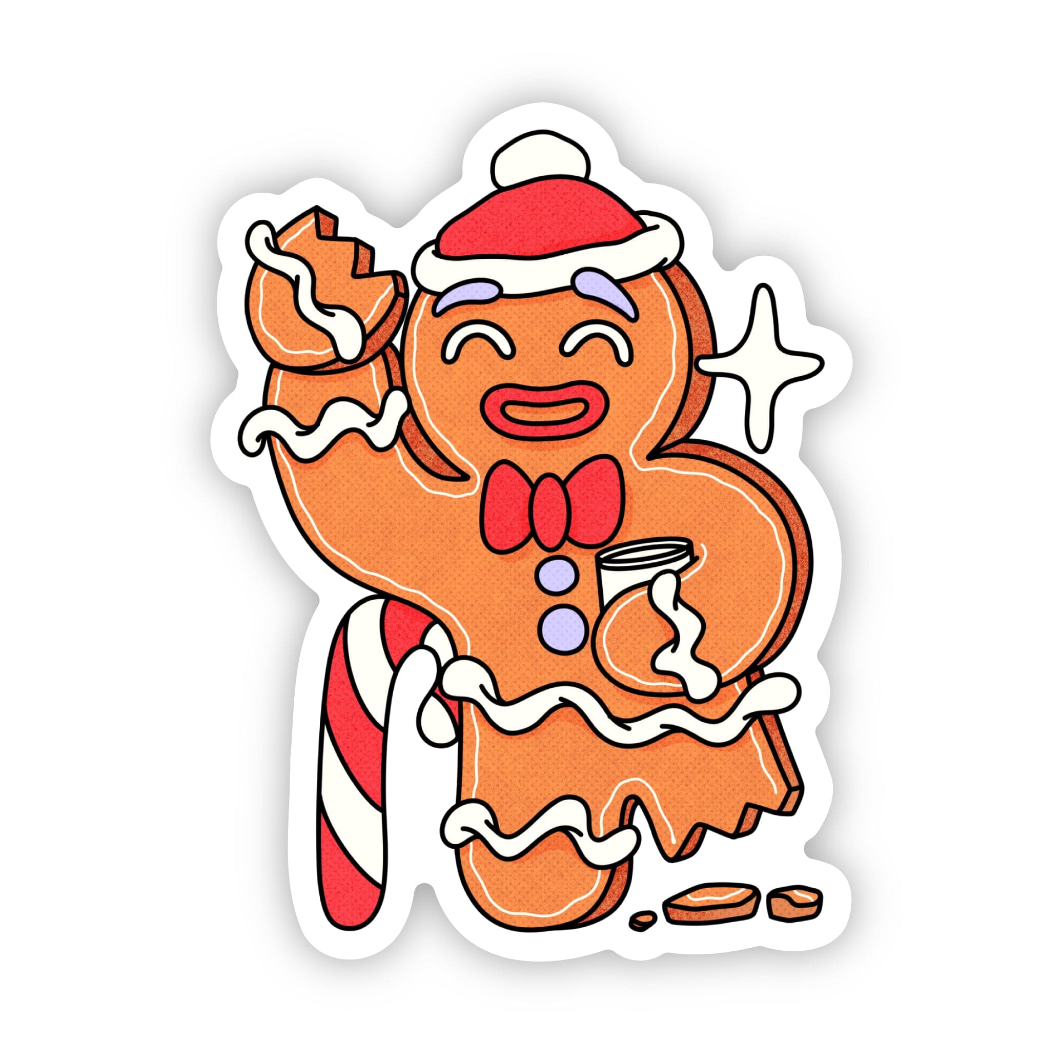  Gingerbread Man With Candycane Sticker、mySite、ghnorth