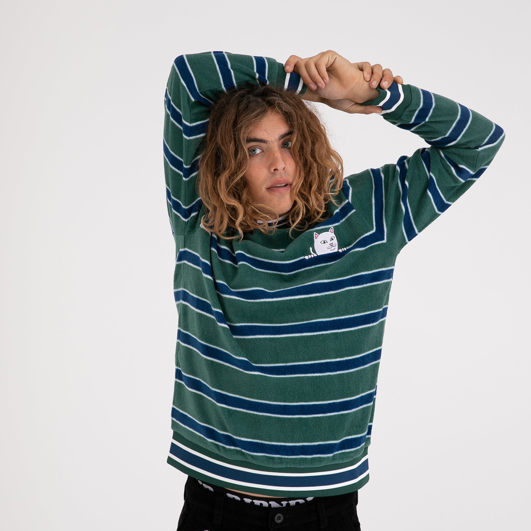  Peeking Nermal Polar Fleece Crewneck (Hunter / Navy)、mySite、merchandisen