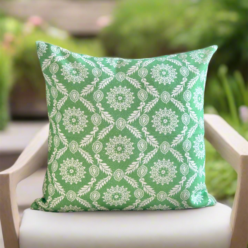Cotton Printed Cushion Cover | Green | 40 x 40 cm | Set of 2、mySite、camillekostekn