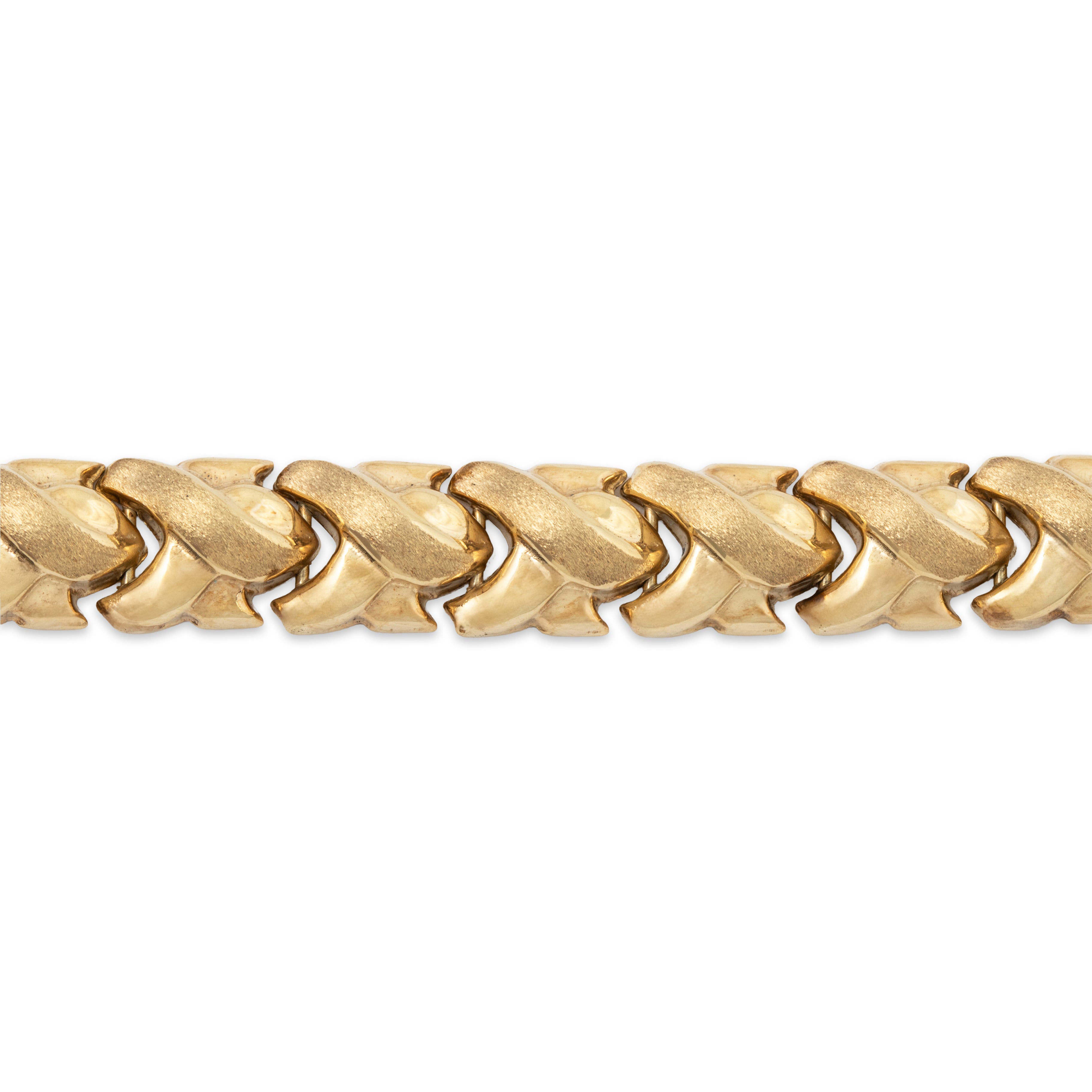 Vintage 10k Yellow Gold Dual-Textured Crisscross Link Bracelet 7.25、mySite、hinf8tx79