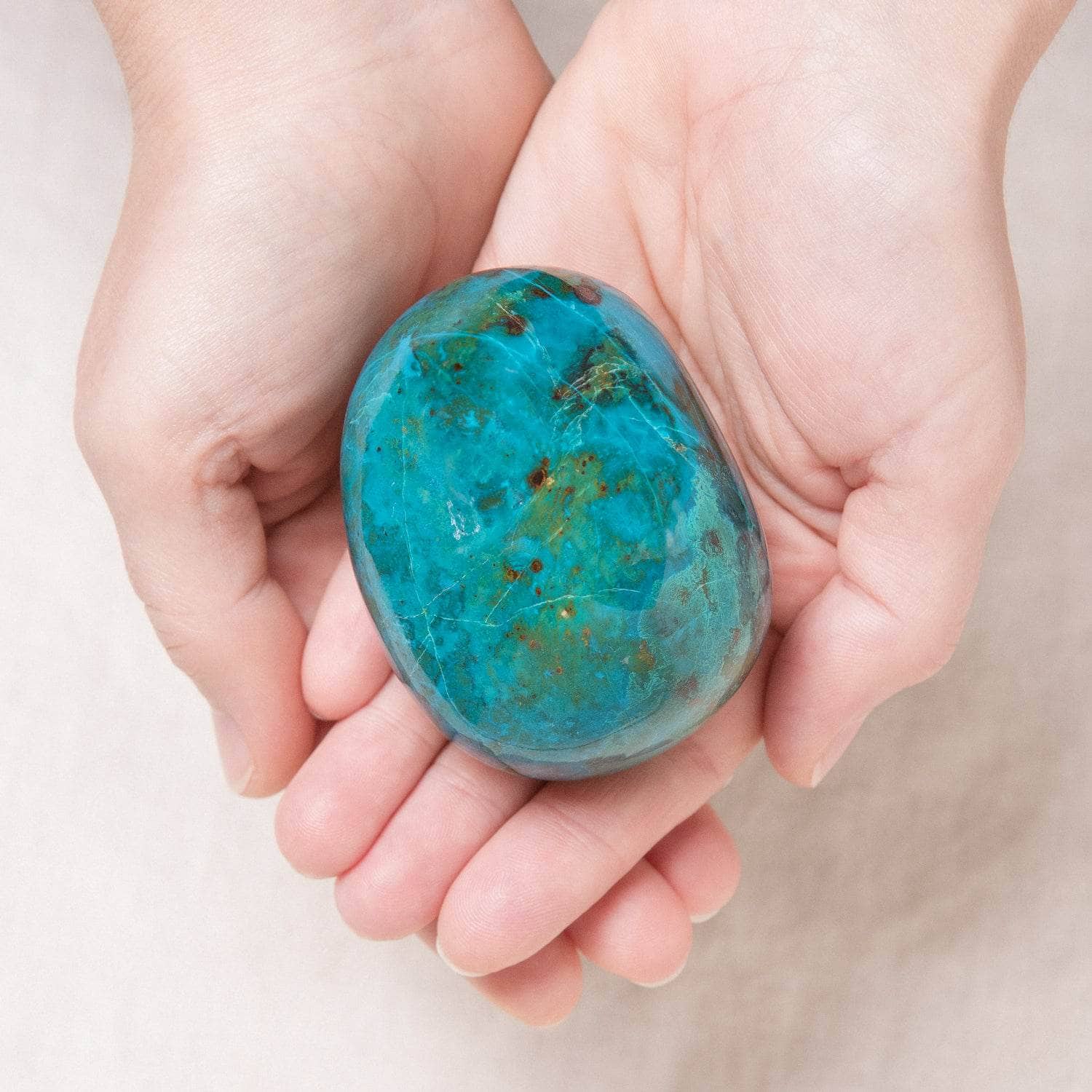Rare Peruvian Chrysocolla Palm Stone、mySite、hinf8tx79