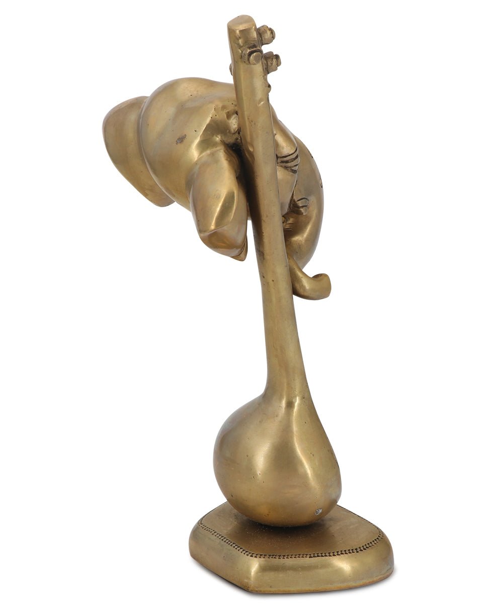 Artistic Abstract Brass Ganesh Statue Playing Sitar、mySite、topwebapps