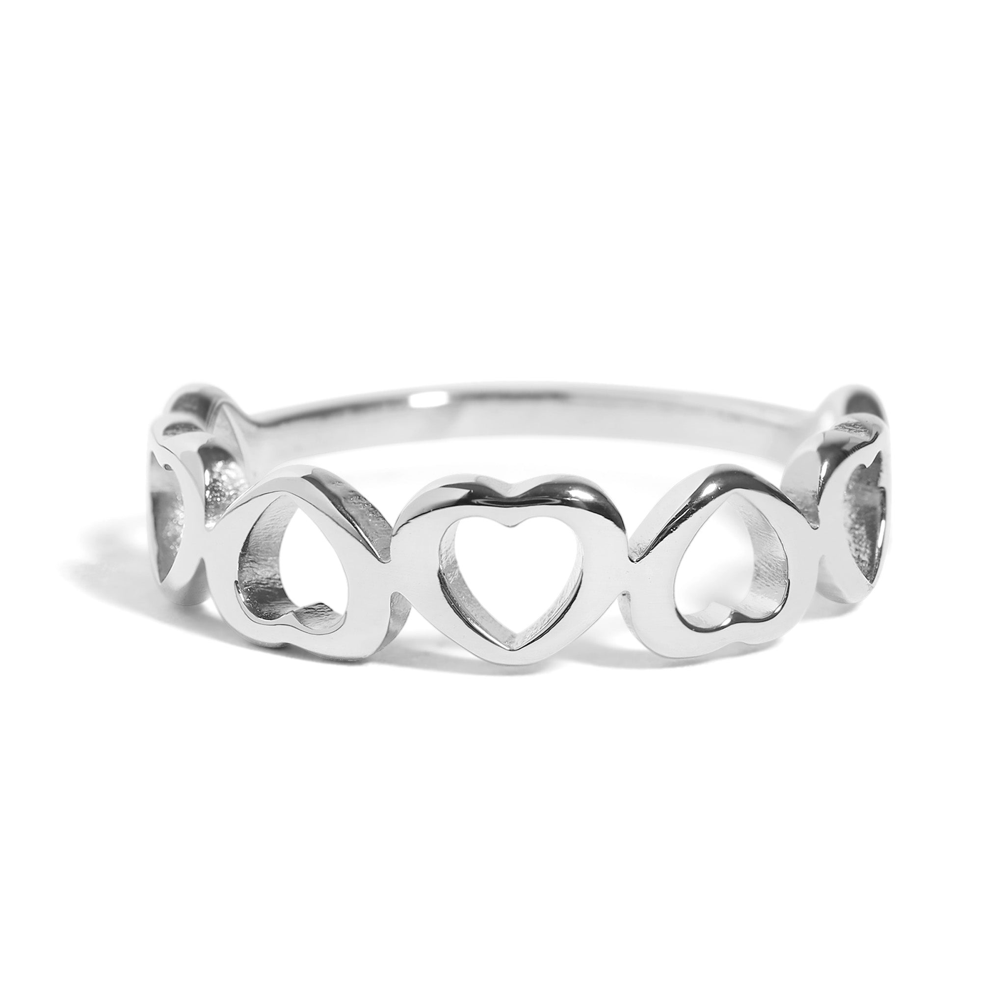 18K Gold PVD Stainless Steel Alternating Heart Stacking Ring / CSR0010、mySite、dreamappss