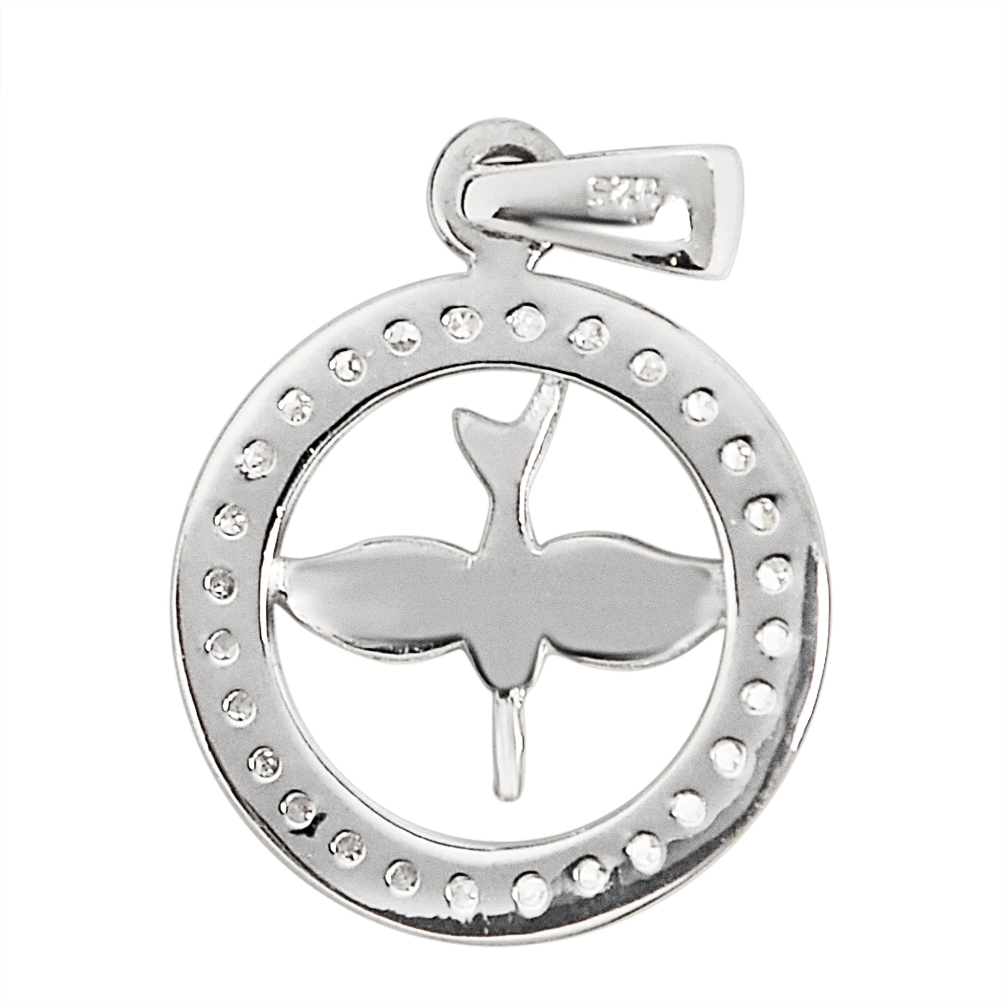 Sterling Silver CZ Circled Dove Pendant / SSP0186、mySite、dreamappss