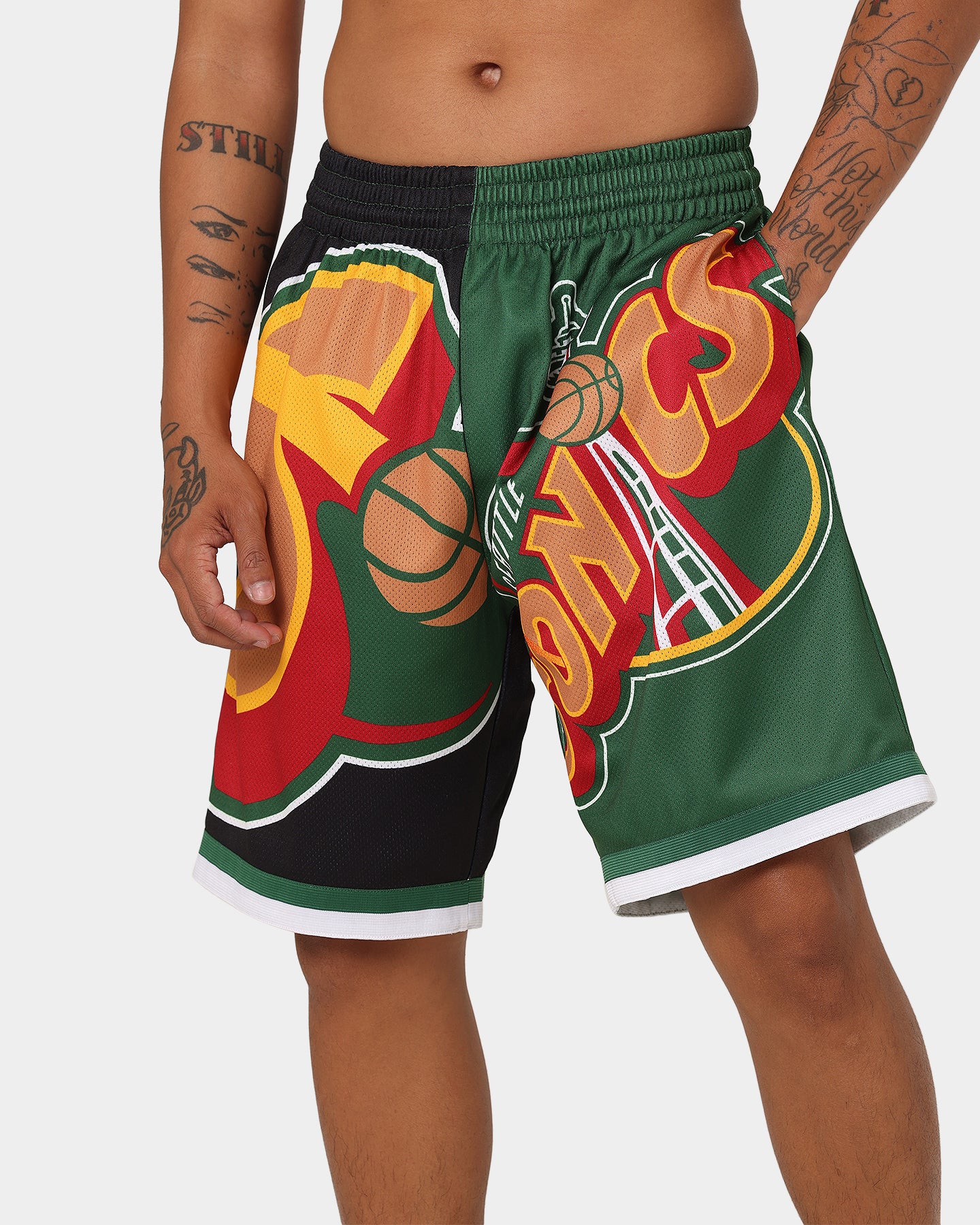 Mitchell & Ness Seattle Supersonics Big Face Shorts 5.0 Black、mySite、zt4zffjzw