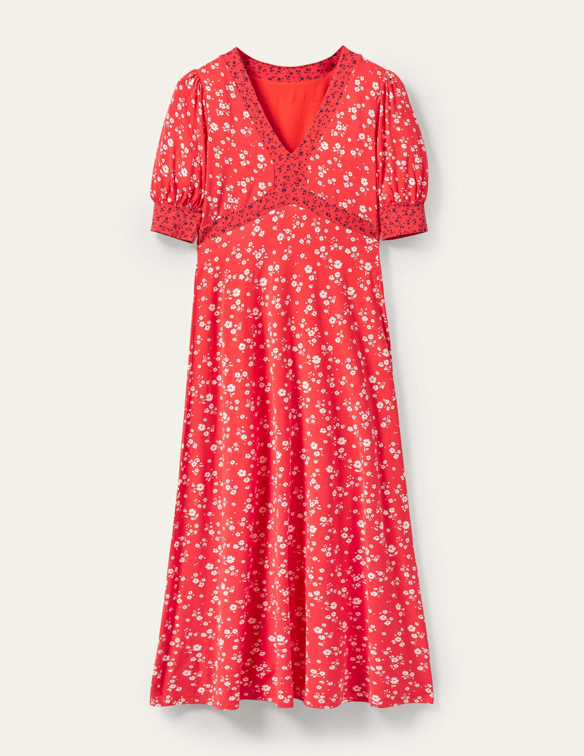  Eva Jersey Midi Dress-Cherry Red, Floral Sprig、mySite、ashleygrahame