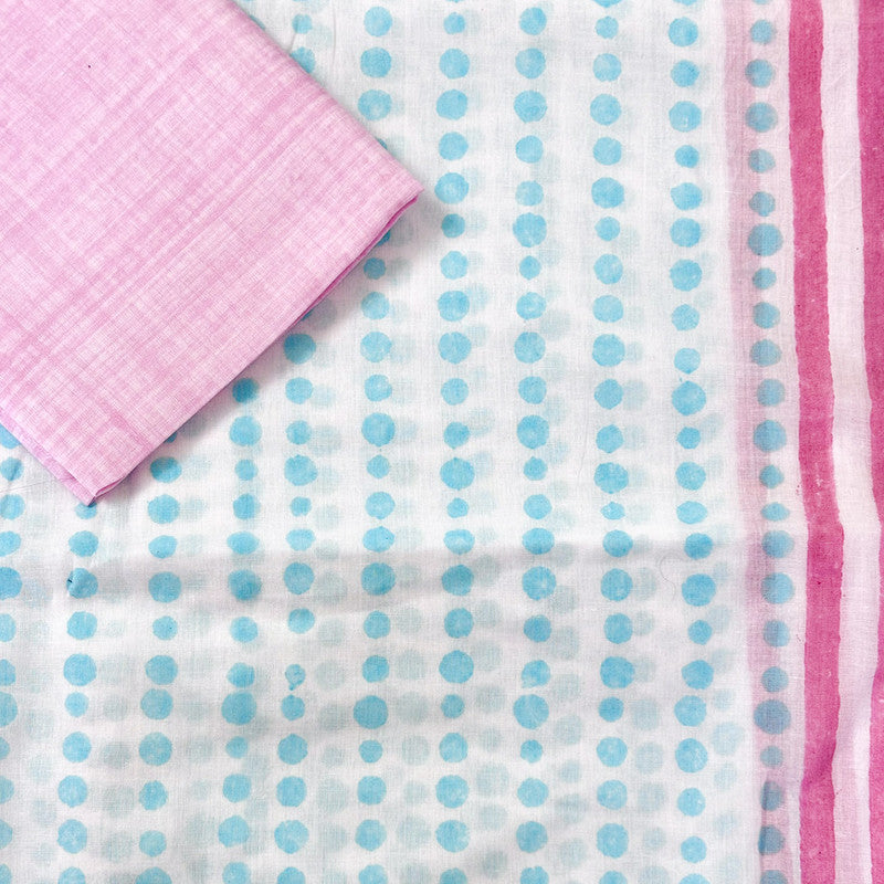 Cotton Saree | Hand Block Print | White & Blue、mySite、camillekostekn