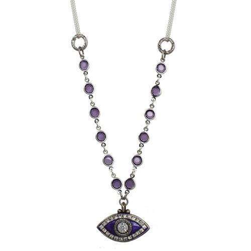 Michal Golan Purple Evil Eye Beaded Necklace、mySite、topwebapps