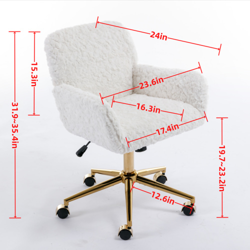 A&A Furniture Office Chair,Artificial rabbit hair Home Office Chair with Golden Metal Base,Adjustable Desk Chair Swivel Office Chair,Vanity Chair(Orange)、、casual