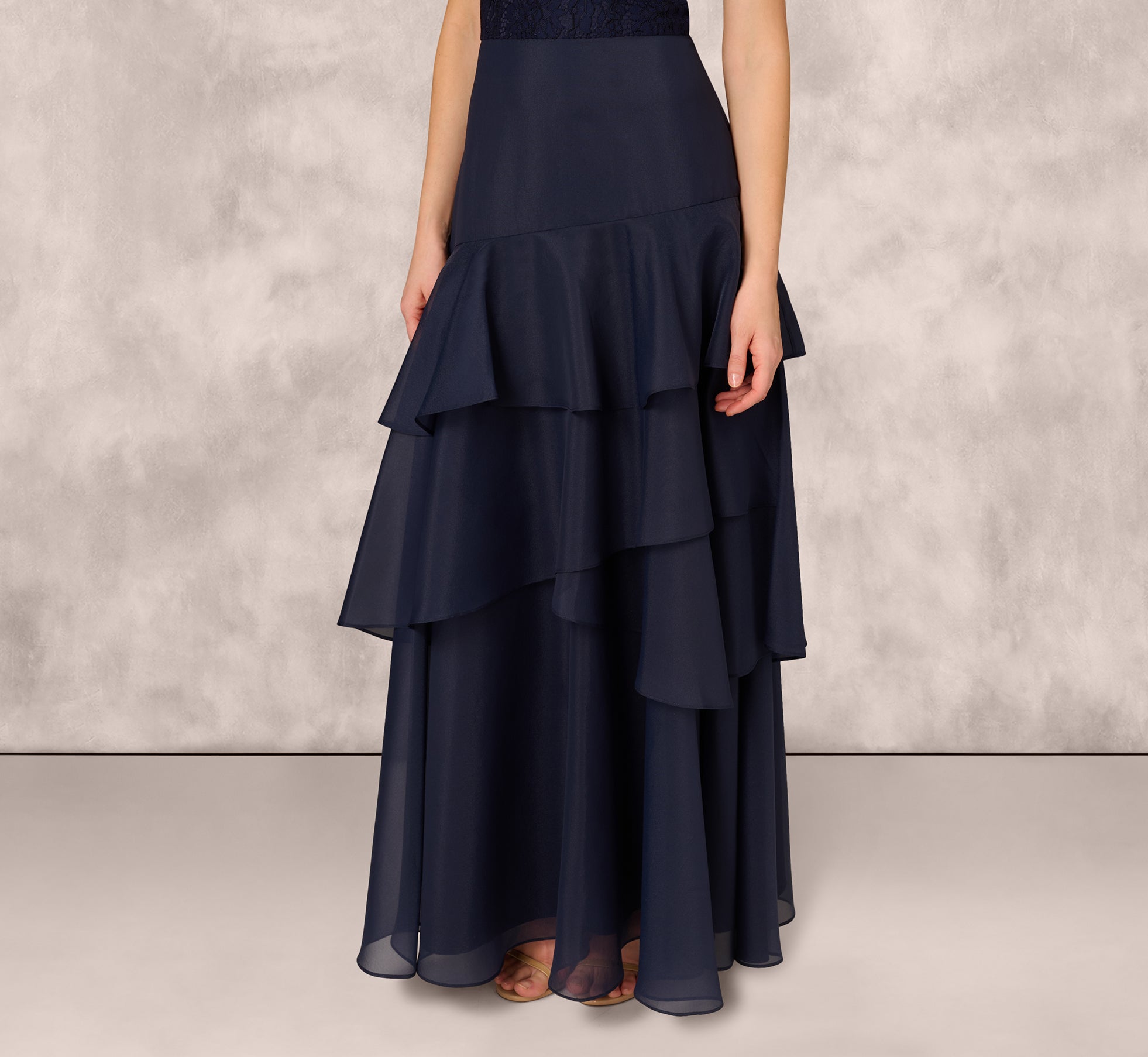 Lace Organza Halter Ballgown In Navy、mySite、solidvoid