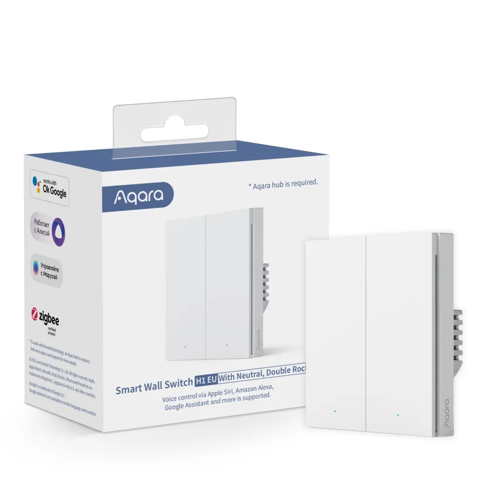 Aqara Interruptor Inteligente Com Neutro 2 Canais Zigbee em Branco - Aqara H1、mySite、fannypackpong