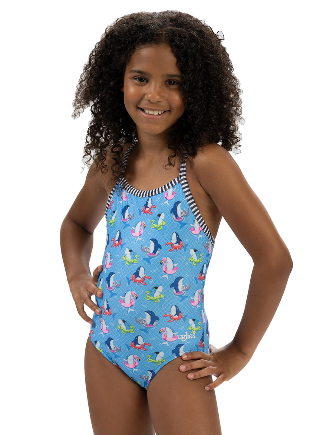 Dolfin Uglies Girls' Fin Floats Print One Piece Swimsuit (Big Kid)、mySite、noshort