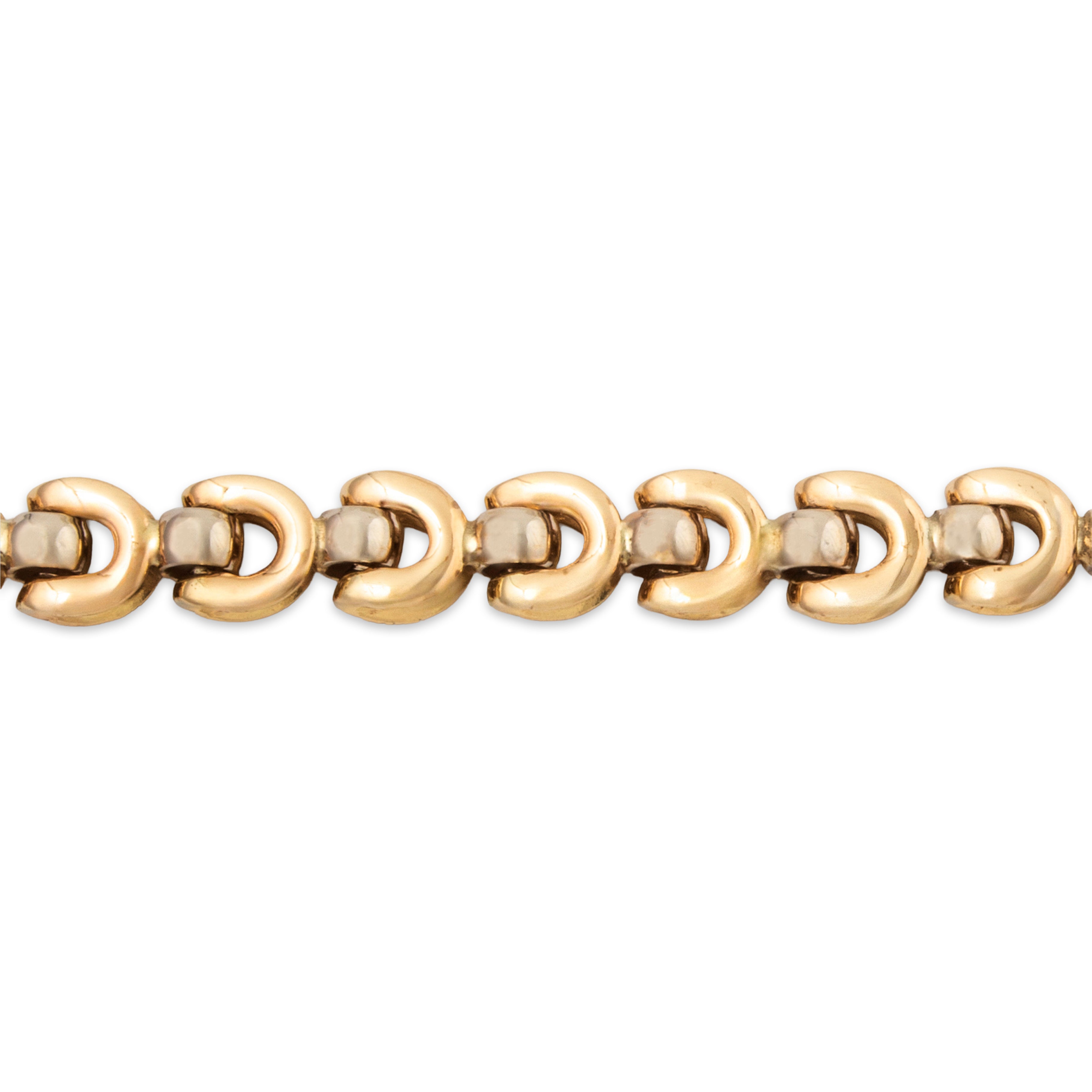 Vintage Bold Italian 14k Yellow Gold Blue Sapphire Folded Link Bracelet 6.5、mySite、hinf8tx79