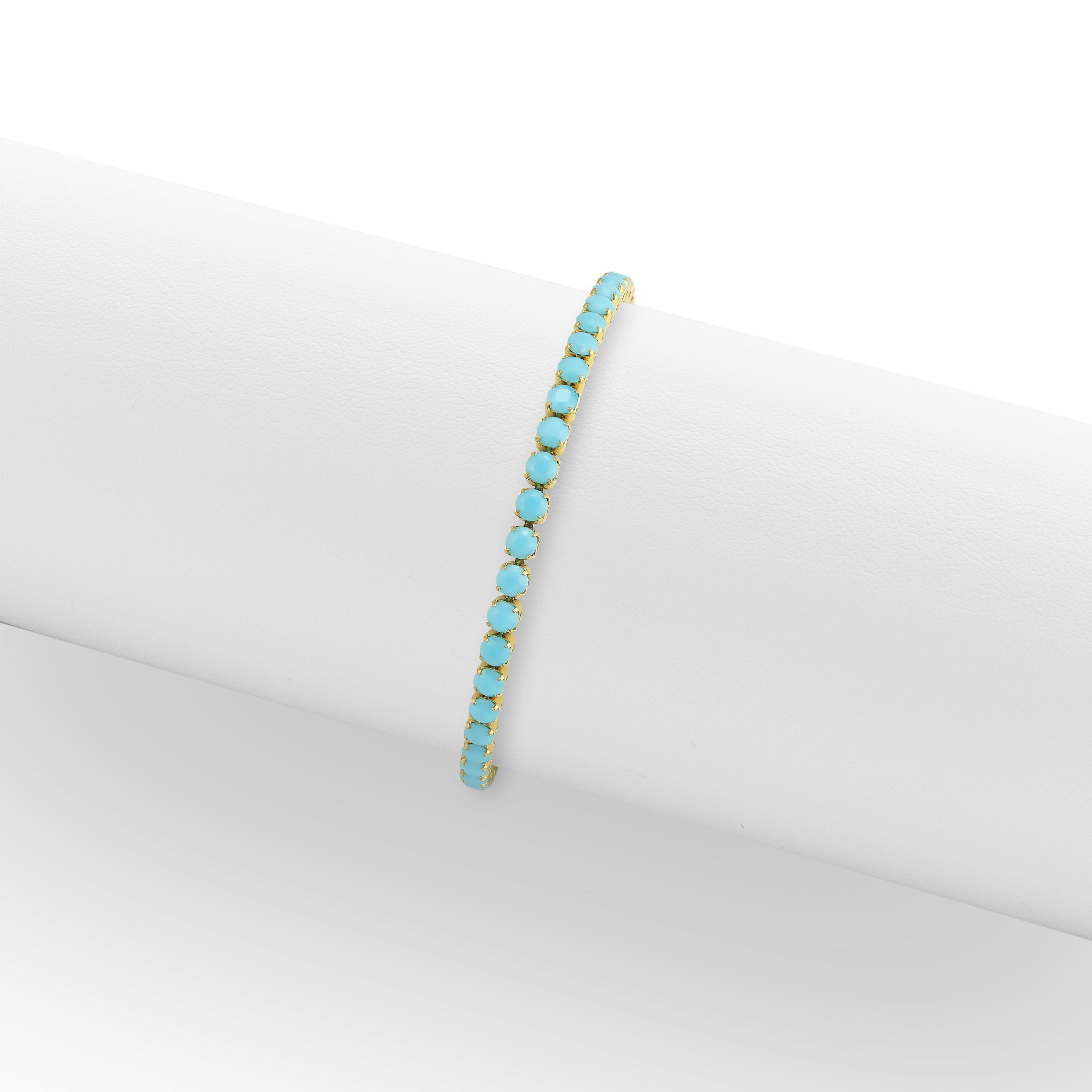 18K Gold PVD Stainless Steel Turquoise Rhinestone Tennis Chain Bracelet / TBR0006、mySite、dreamappss