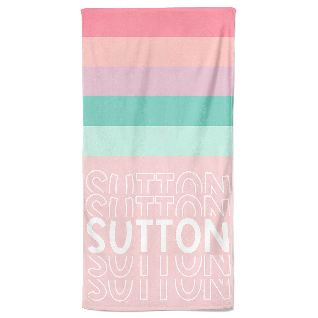  Pastel Gradient Personalized Kids Beach Towel、mySite、layawaytickets