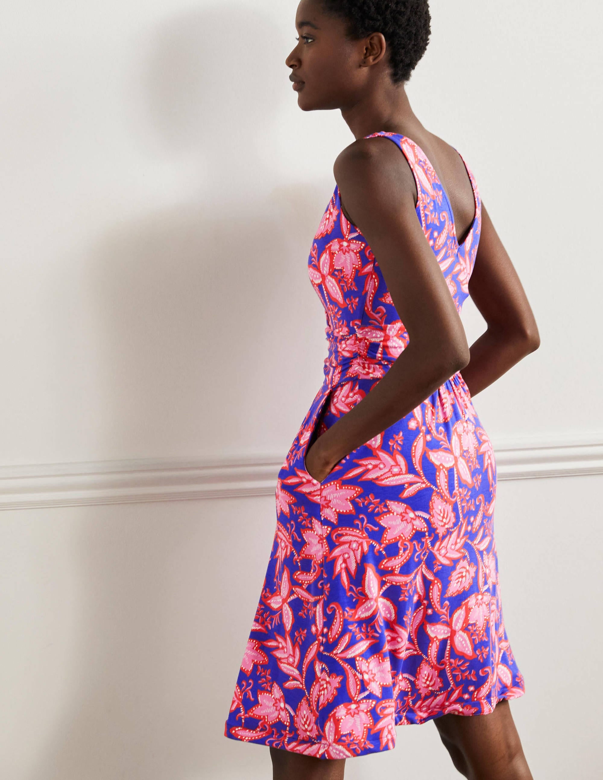  Effie V-Neck Jersey Dress-Strawberry Daiquiri Wild Flora、mySite、ashleygrahame