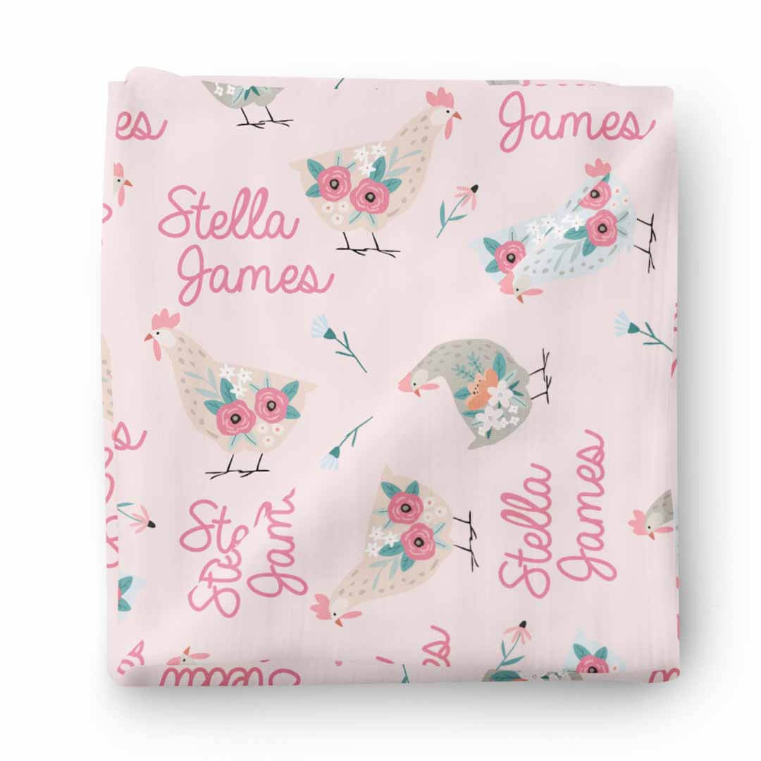  Pink Chicken Personalized Baby Name Swaddle Blanket、mySite、layawaytickets