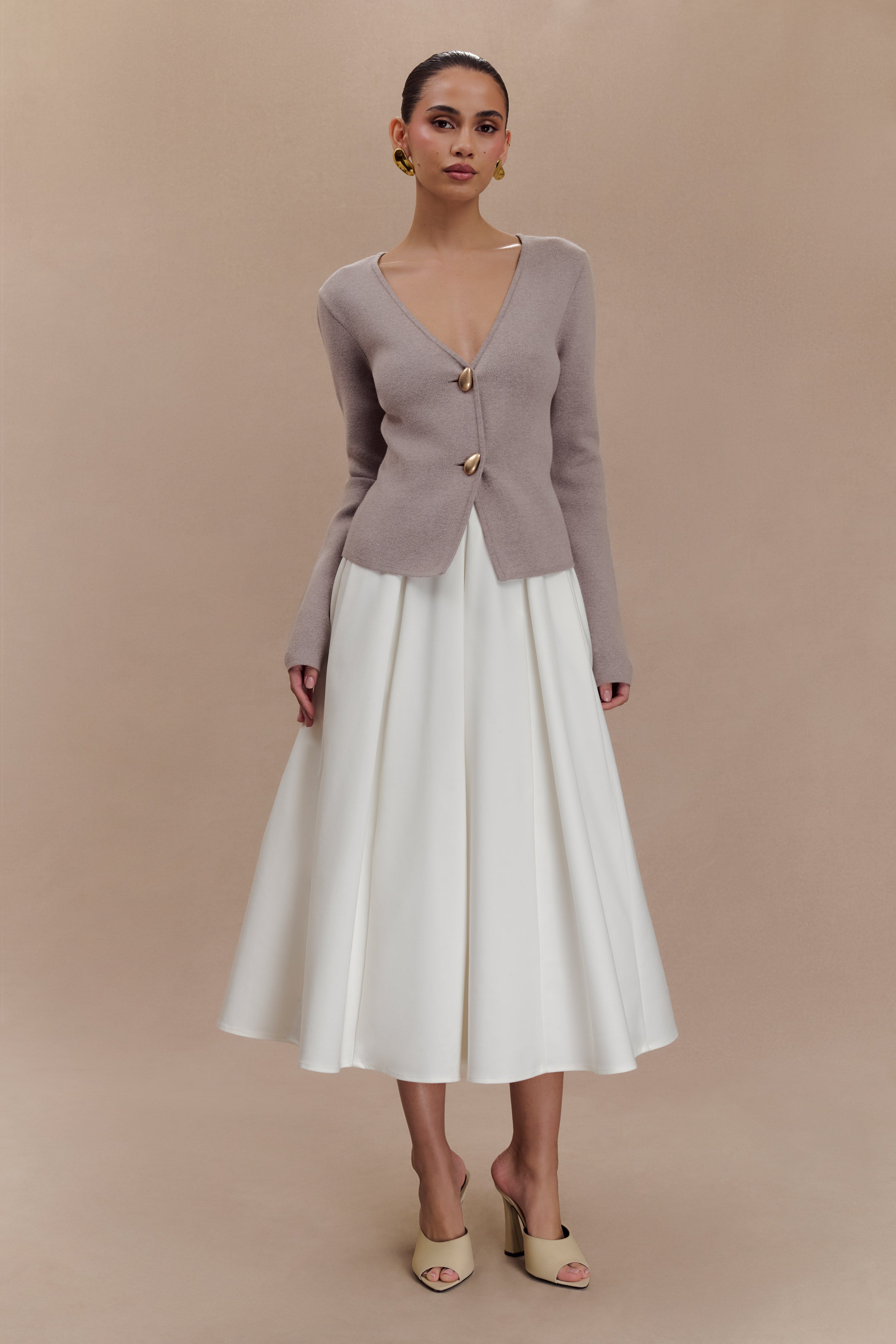 Veda Wide Sleeve Knit Cardigan - Stone Marle、mySite、solidvoid