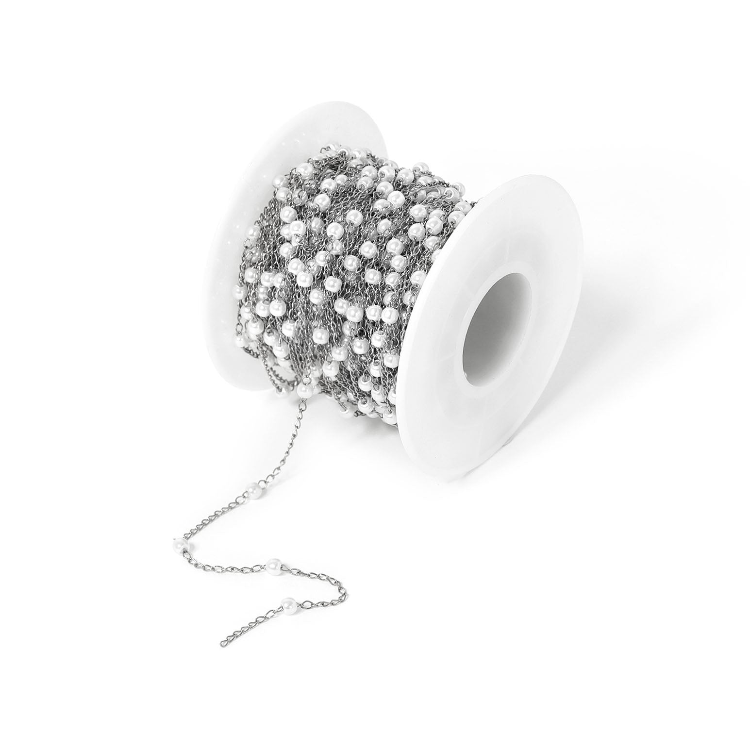 18K PVD Stainless Steel Faux Pearl Cable Chain By The Foot / SPL1013、mySite、dreamappss