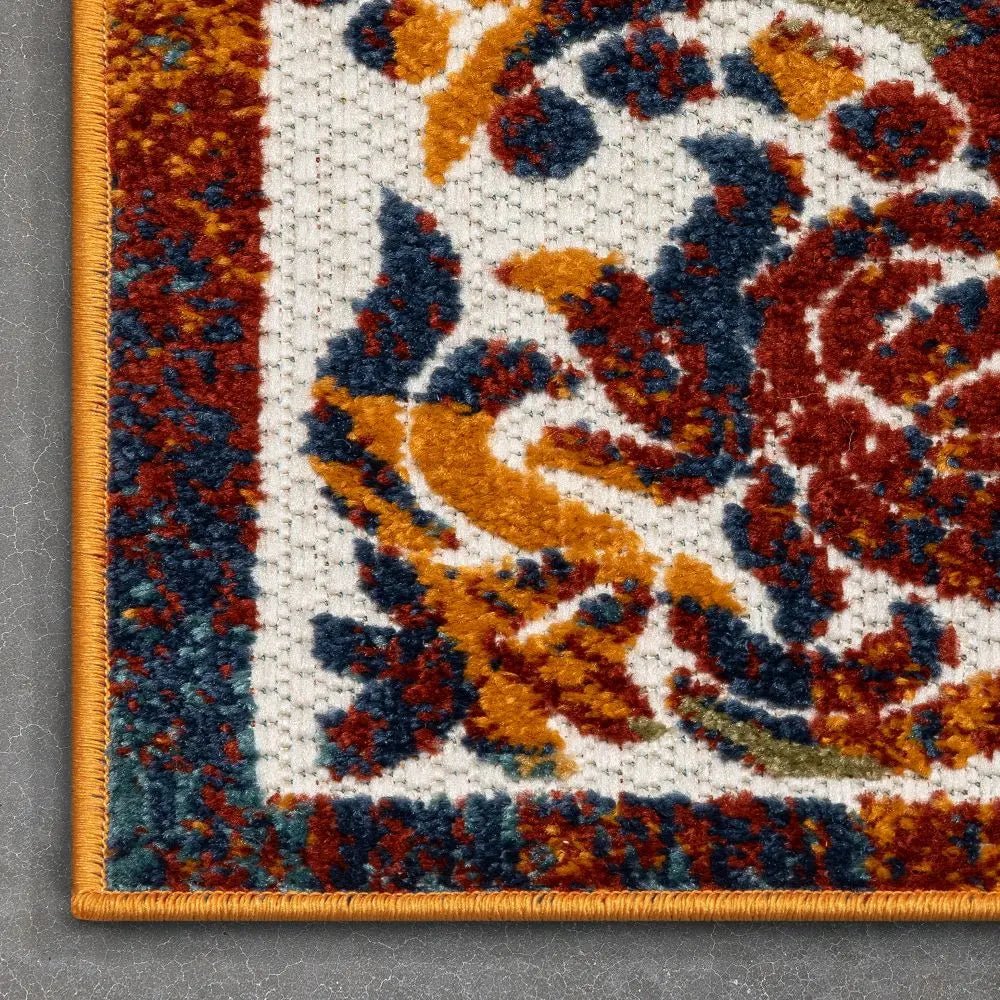 Arid Modern Medallion Persian Indoor/Outdoor Ivory High-Low Rug、mySite、gigharbornorthrealestate