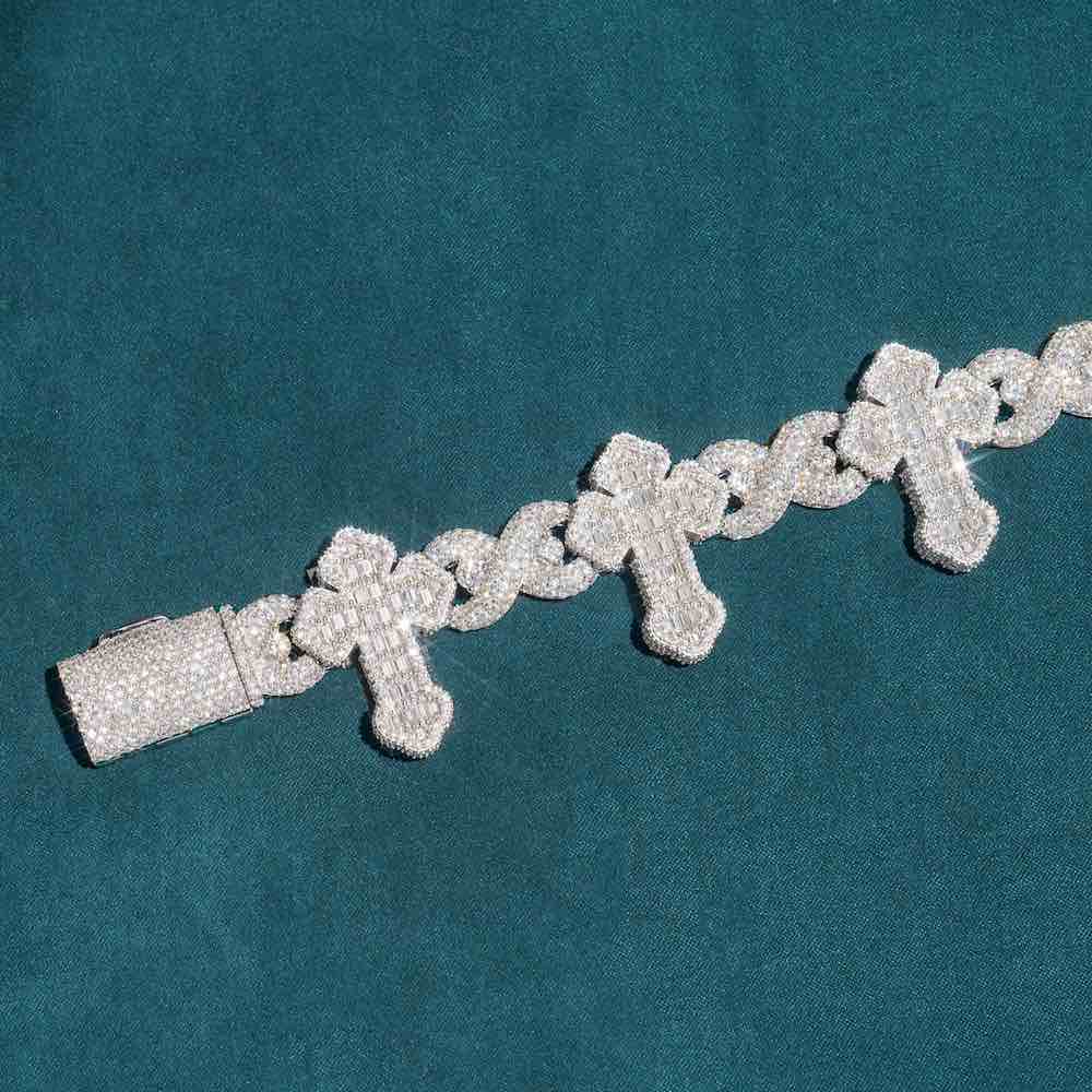 15MM Moissanite Cross Infinity Link Bracelet、mySite、hinf8tx79