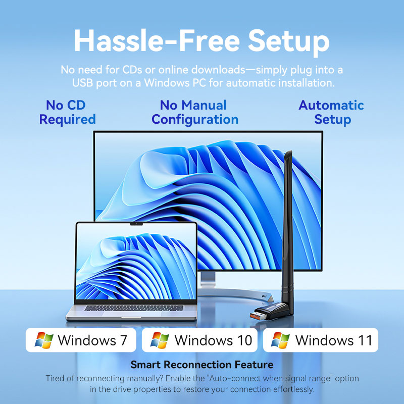 Vention AX900 USB Wi-Fi Dual Band Adapter With High Gain Antenna Black、mySite、fannypackpong