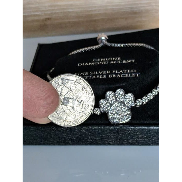 Paw Slider Bracelet-Silver Plated with Sparkling Diamonds $100 Retail、mySite、g9winljtr