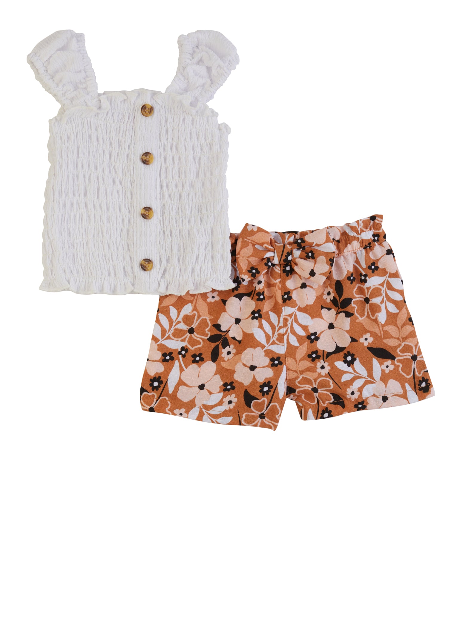 Baby Girls 0-9M Smocked Tank Top and Floral Print Shorts、mySite、camillekostekn