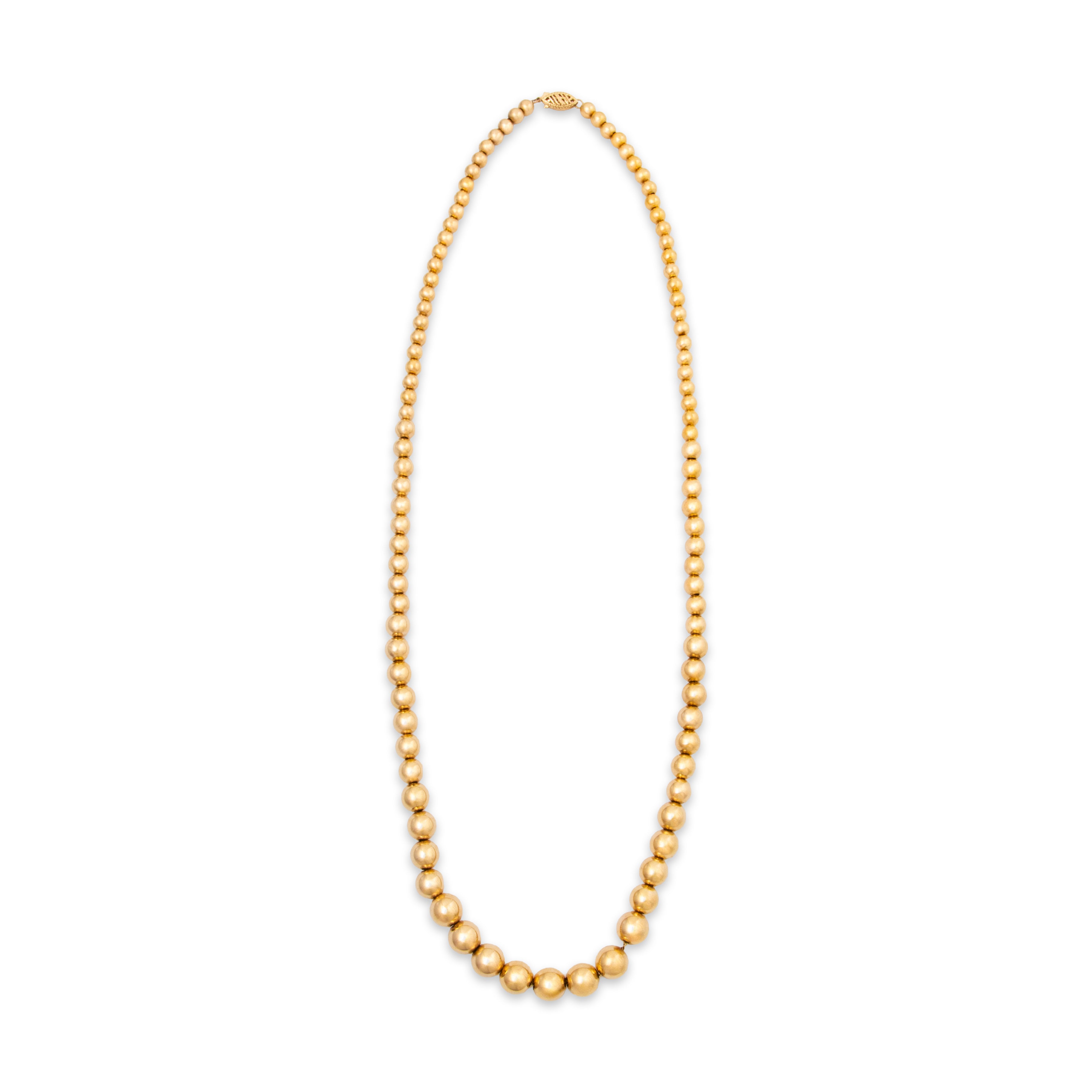 Vintage 14k Yellow Gold Dramatic Graduated Beads Necklace 23、mySite、hinf8tx79