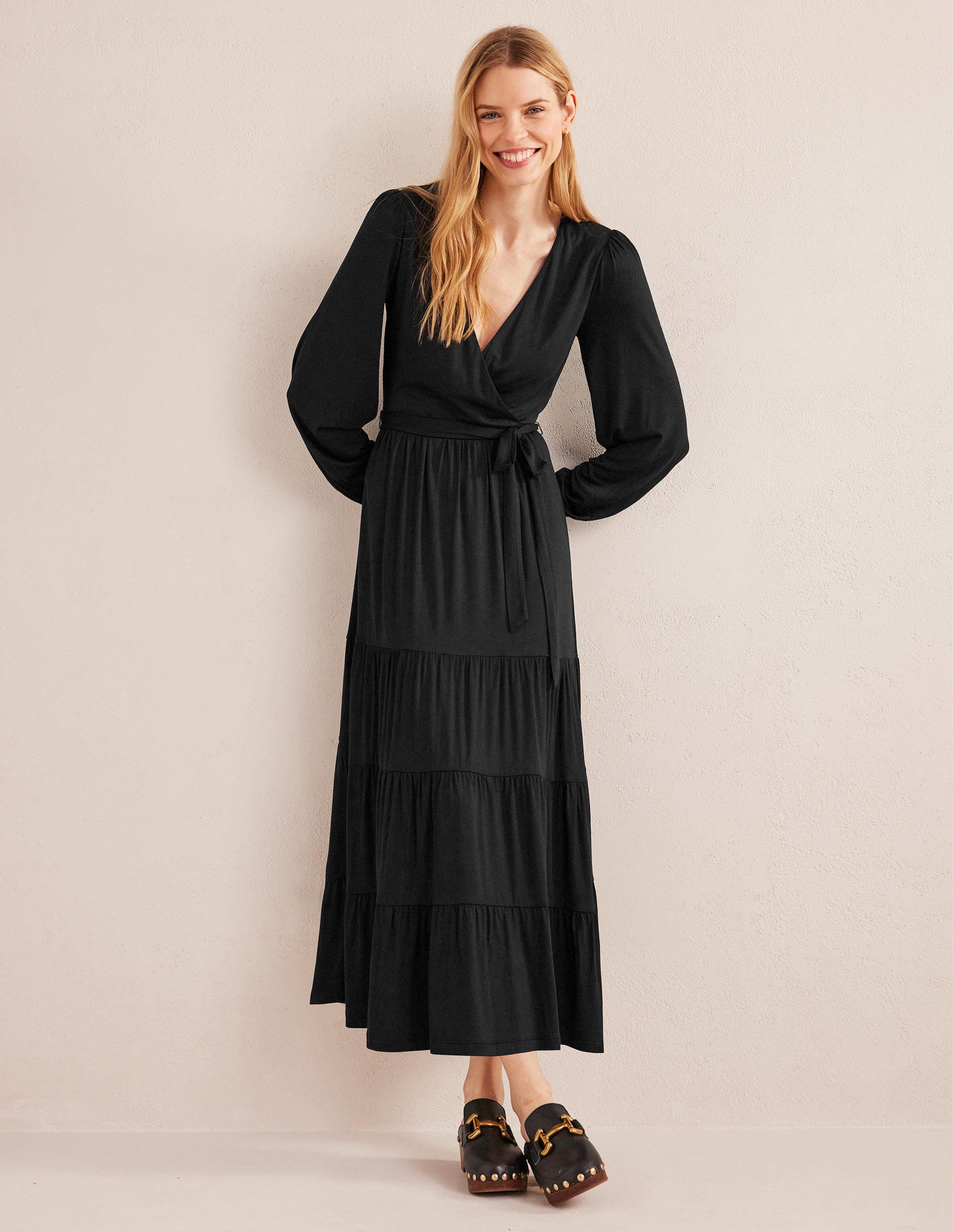  Multi Tiered Wrap Maxi Dress-Black、mySite、ashleygrahame