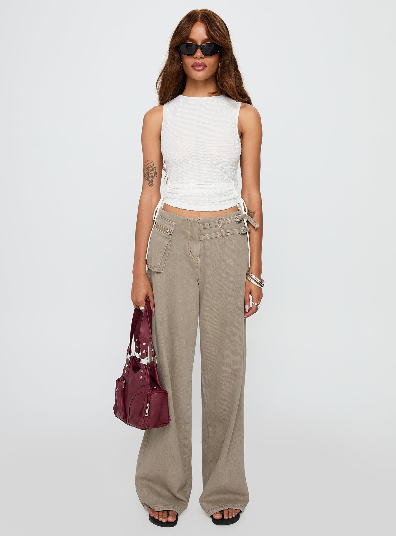 Kaelis Tie Side Top White、mySite、solidvoid