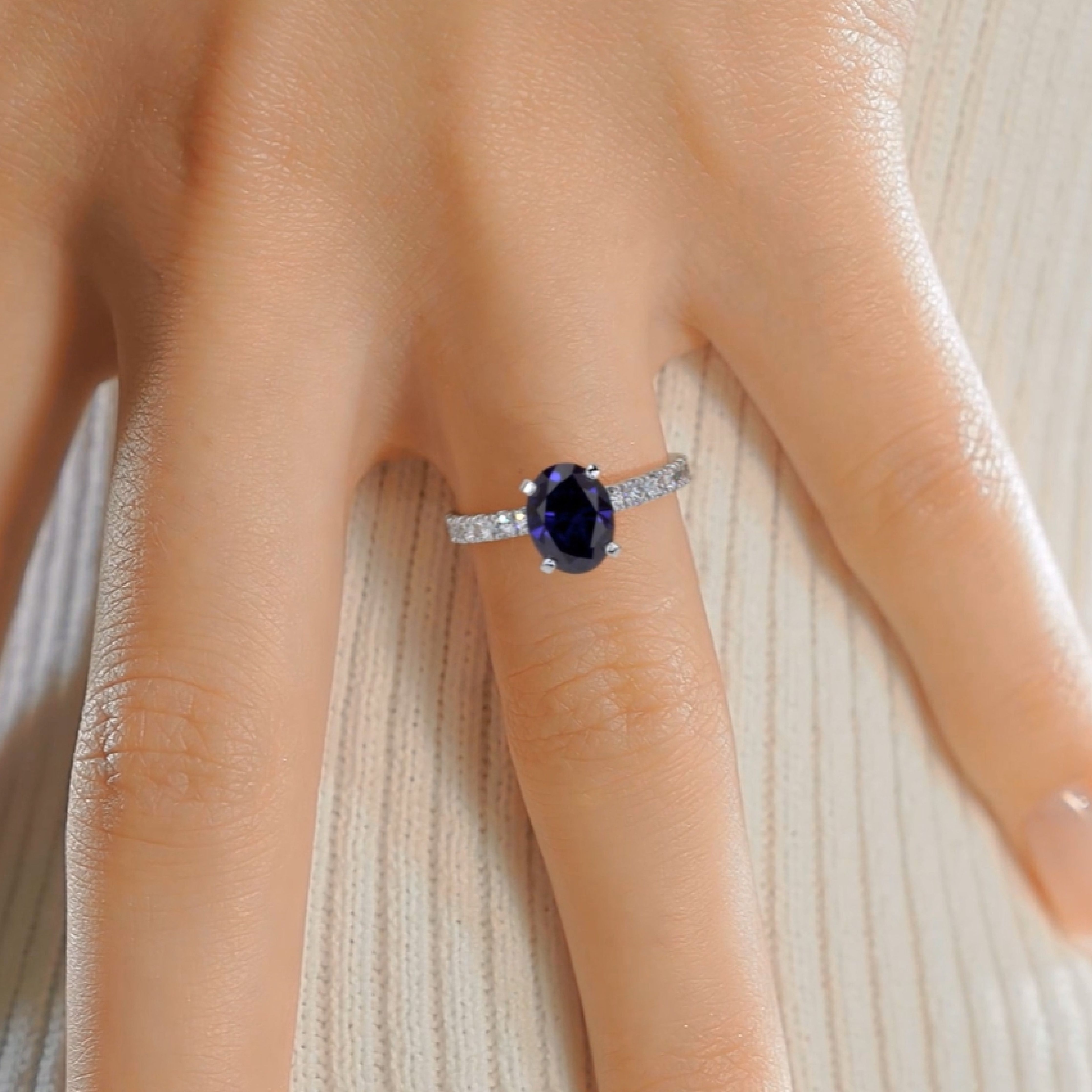 Alison Gemstone & Diamonds Ring (3 Carat) -14K White Gold、mySite、hinf8tx79