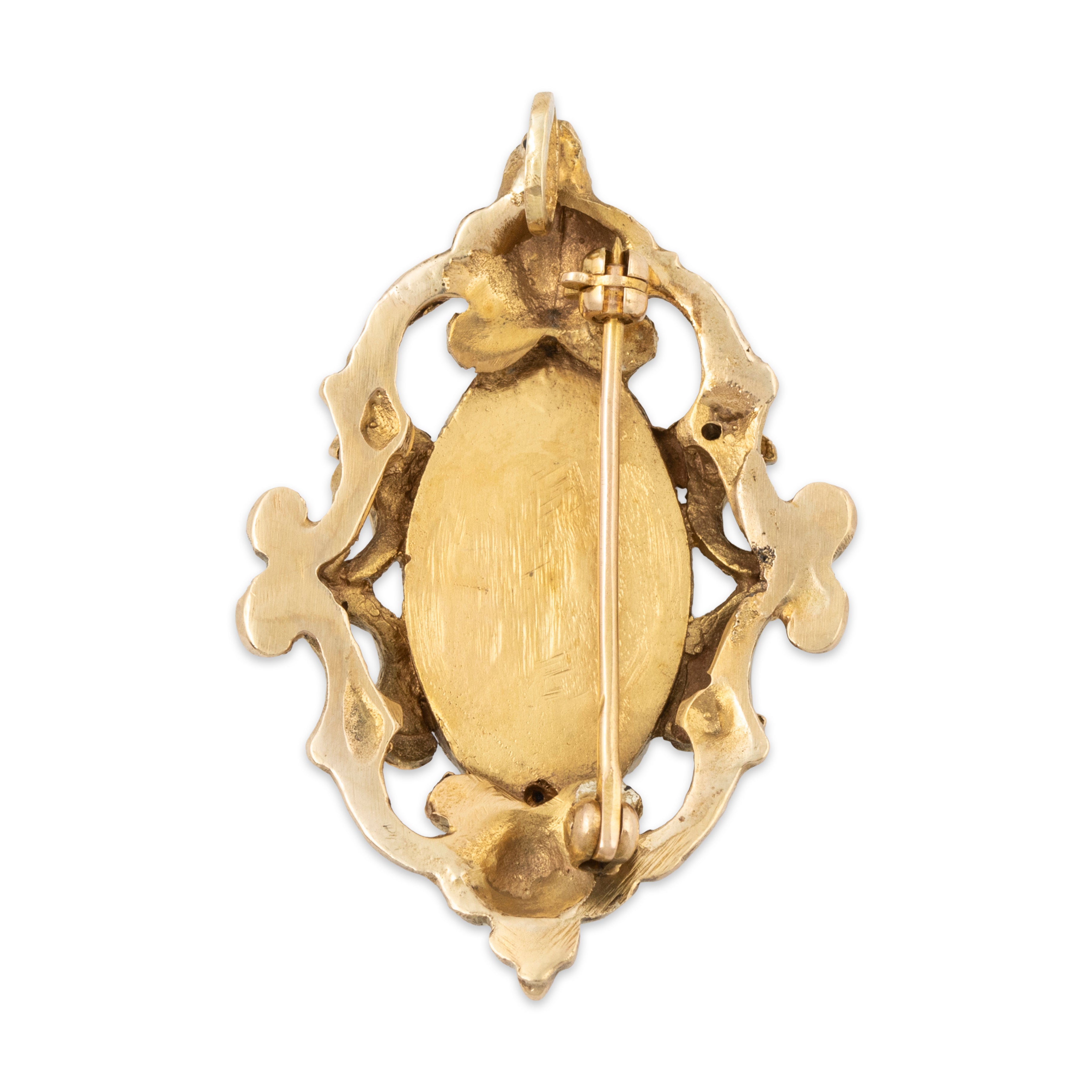 Antique 14k Yellow Gold 10.06ct Lapis Lazuli Diamond Classical Pendant / Brooch、mySite、hinf8tx79