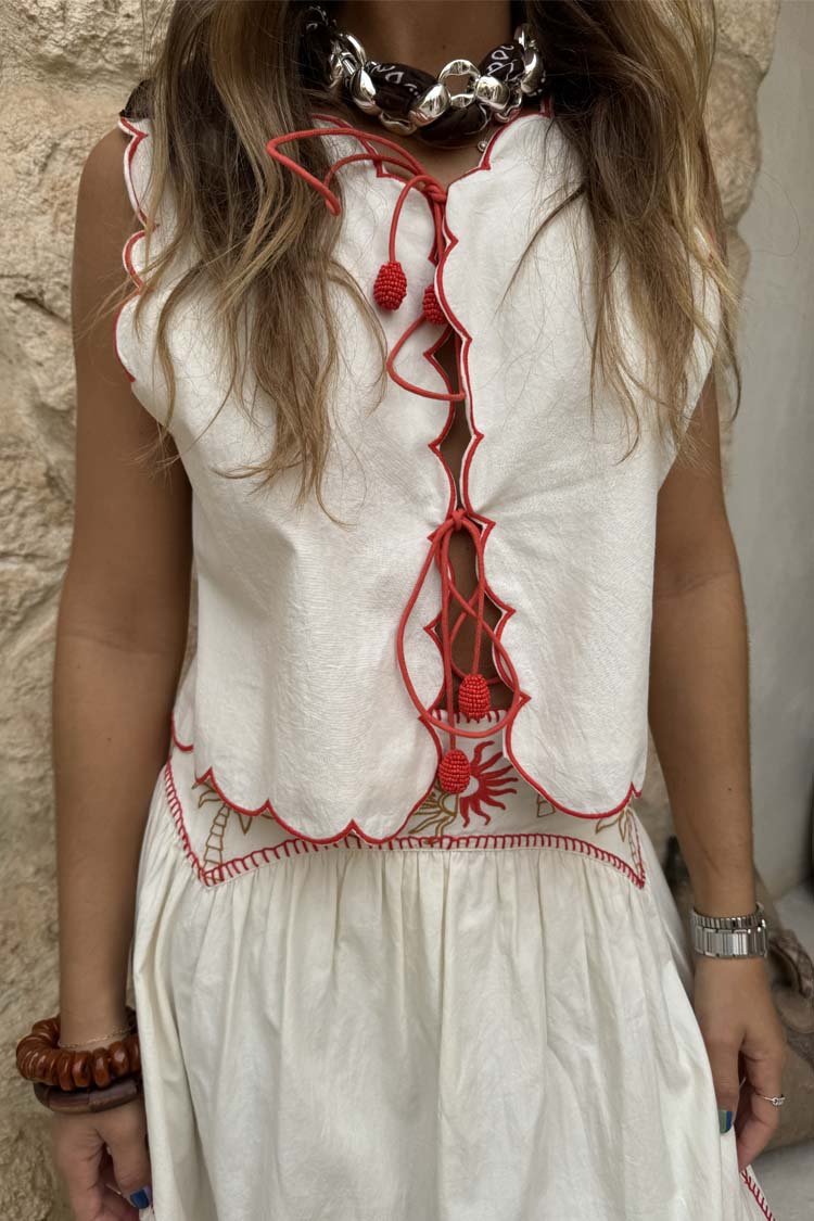 Cream and Red Pollenca Top、mySite、solidvoid