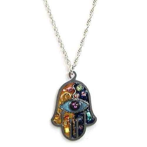 Seeka Blue and Gold Hamsa Necklace with Evil Eye、mySite、topwebapps