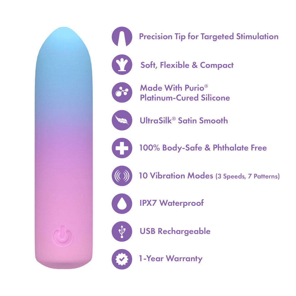 Play With Me by Blush ®| Berry Burst 4 Inch Silicone Bullet Vibrator – USB Rechargeable Clitoral Nipple Massager – In Multicolor、mySite、bottomscart