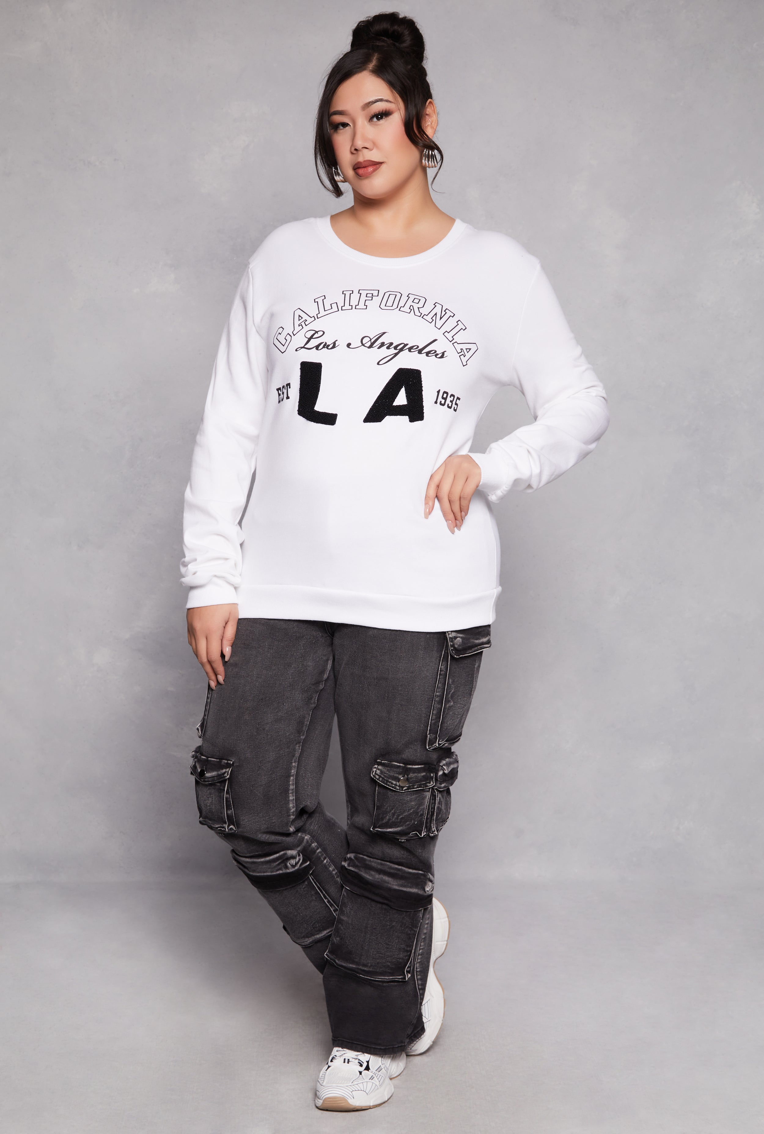 Plus Size California Graphic Pullover Sweatshirt、mySite、camillekostekn