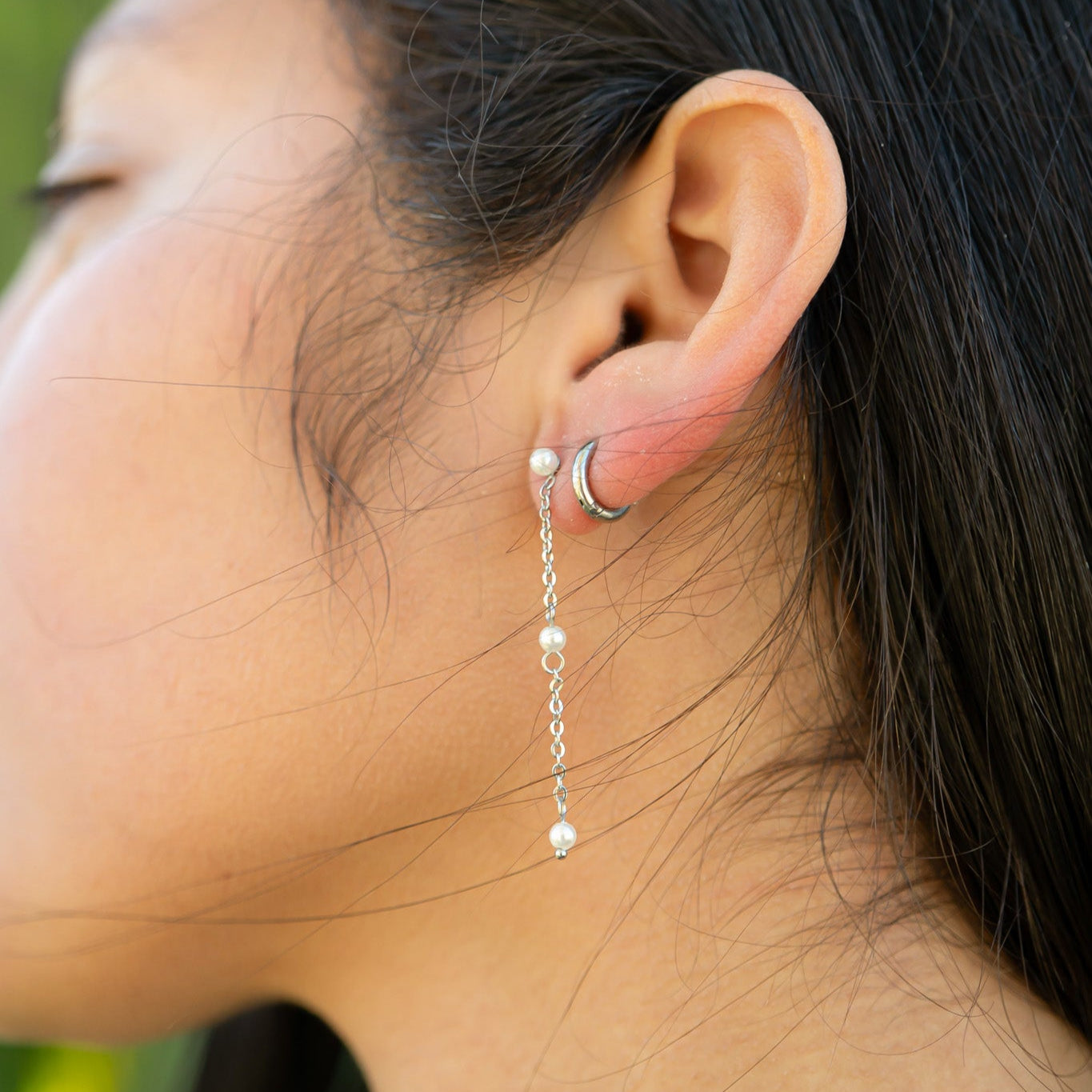 18K Gold PVD Stainless Steel Pearl Dangle Earrings / ERJ0063、mySite、dreamappss