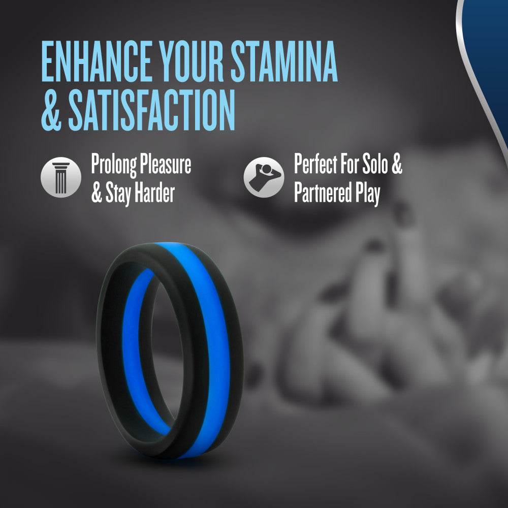 Performance By Blush® | Pro: Blue & Black Penis Ring - Made with Puria™ Silicone、mySite、bottomscart
