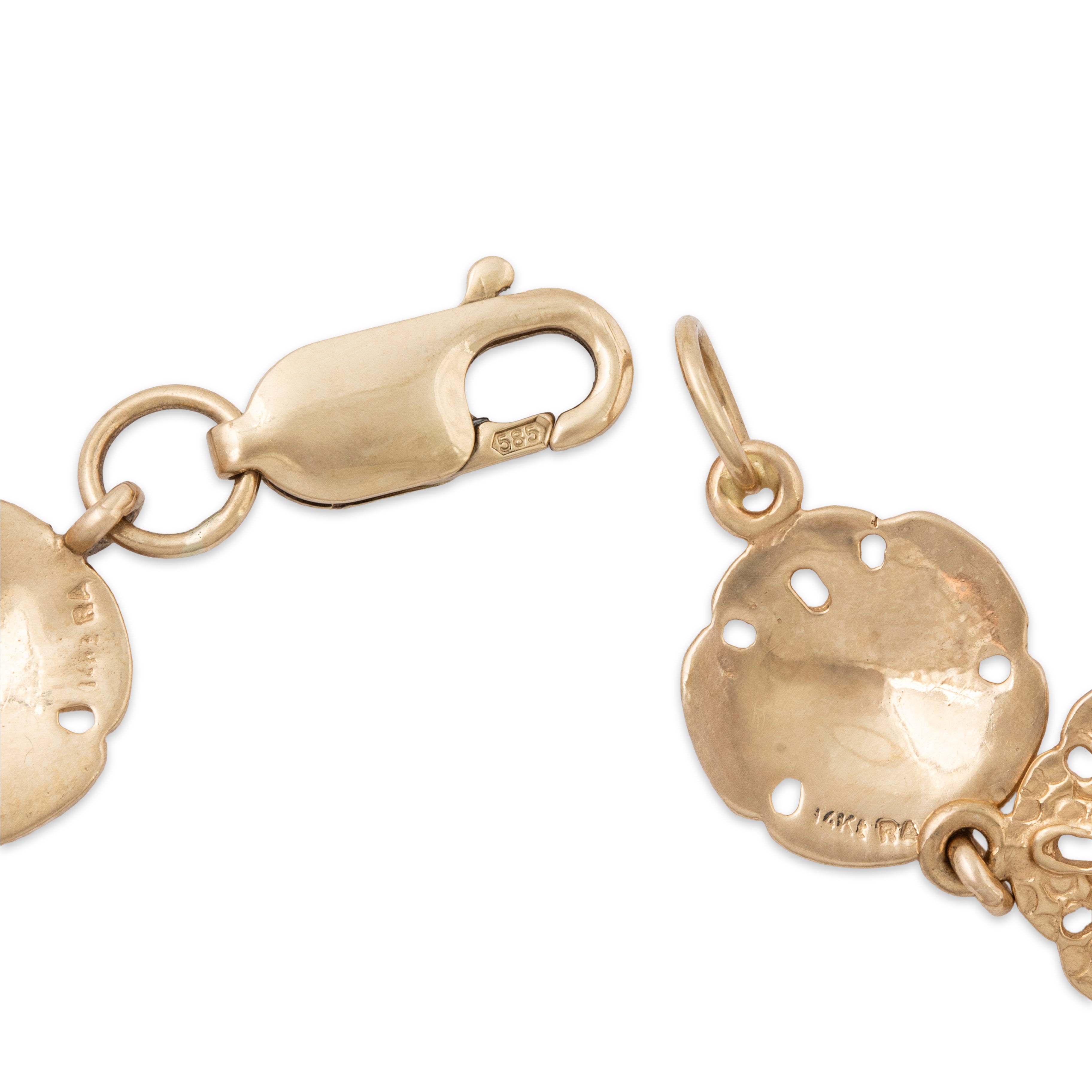 Vintage 14k Yellow Gold Sand Dollar Link Bracelet 7、mySite、hinf8tx79