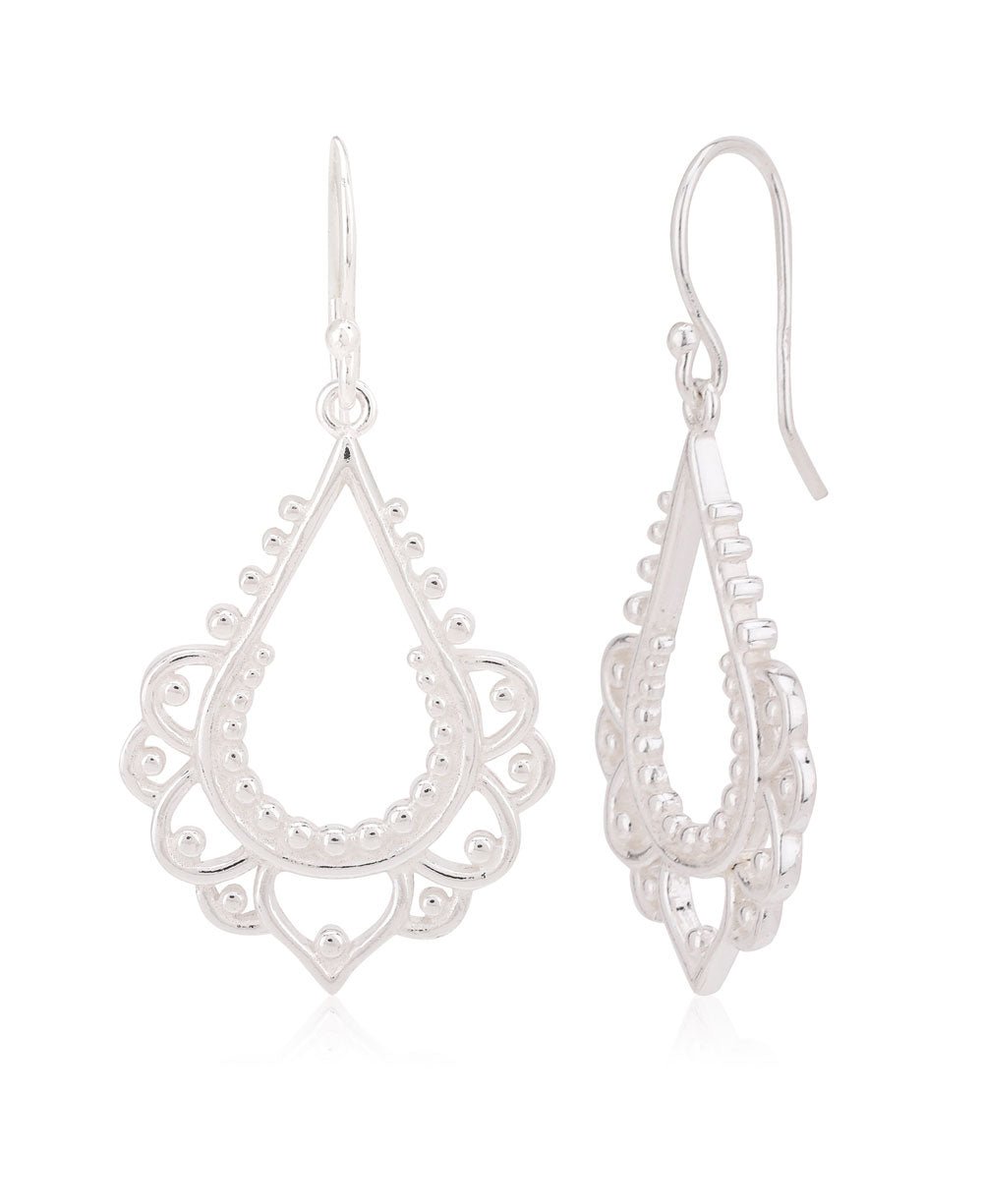 Sterling Silver Beaded Lotus Earrings、mySite、topwebapps