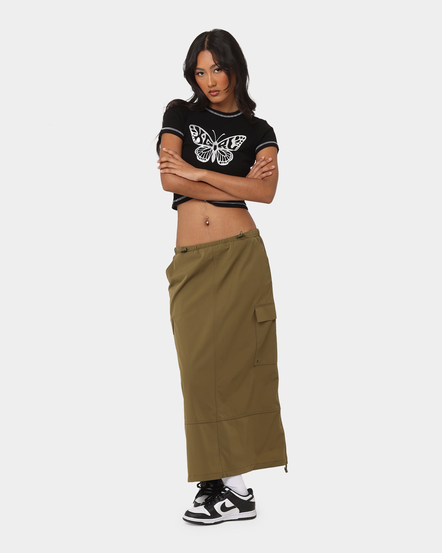 MNML Women's Parachute Maxi Skirt Khaki、mySite、zt4zffjzw