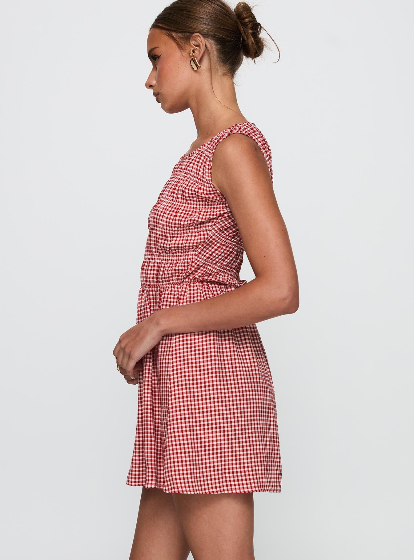 Winxie Shirred Mini Dress Red Gingham、mySite、solidvoid