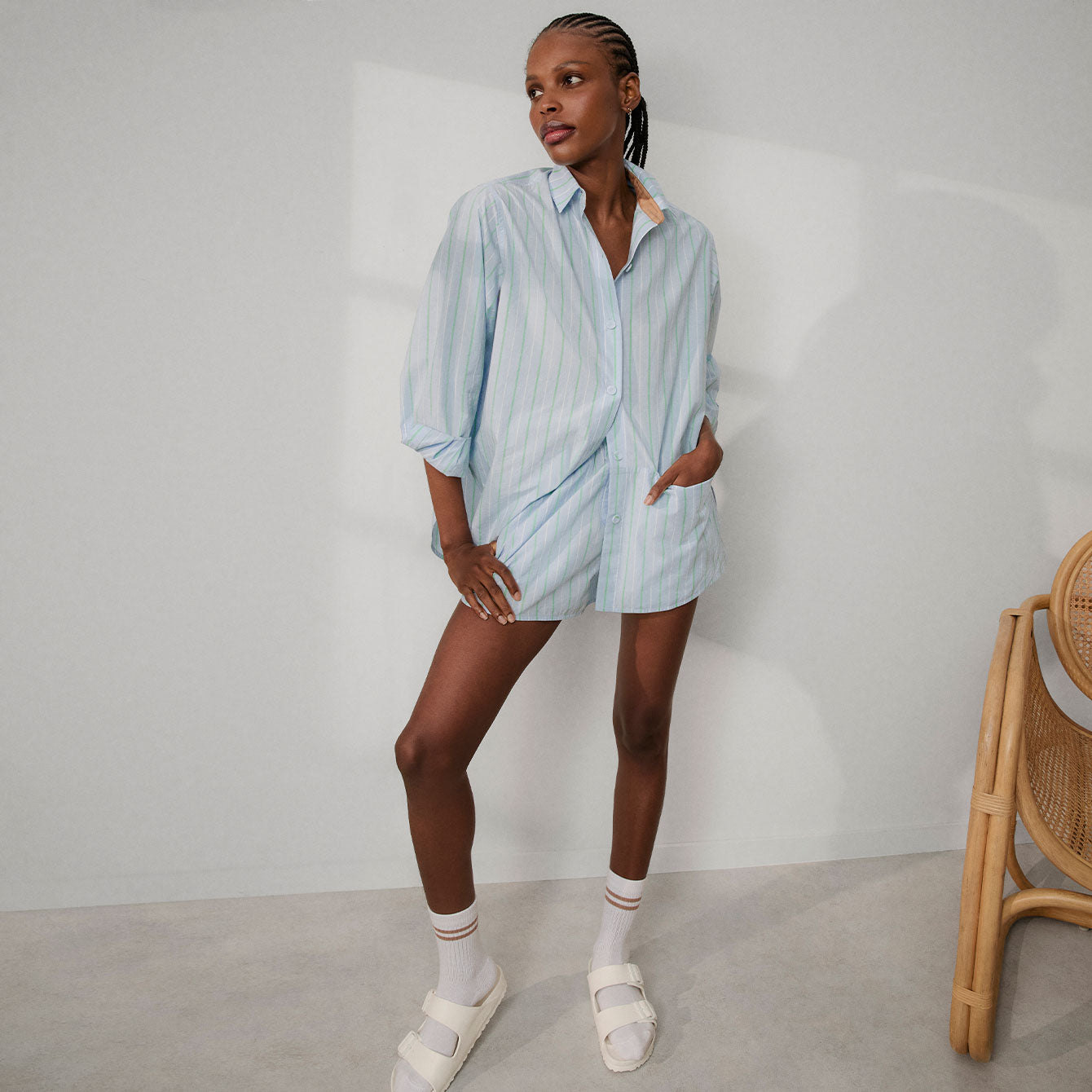 Airy Cotton Curved Hem Shirt、mySite、bengalsvssteelers