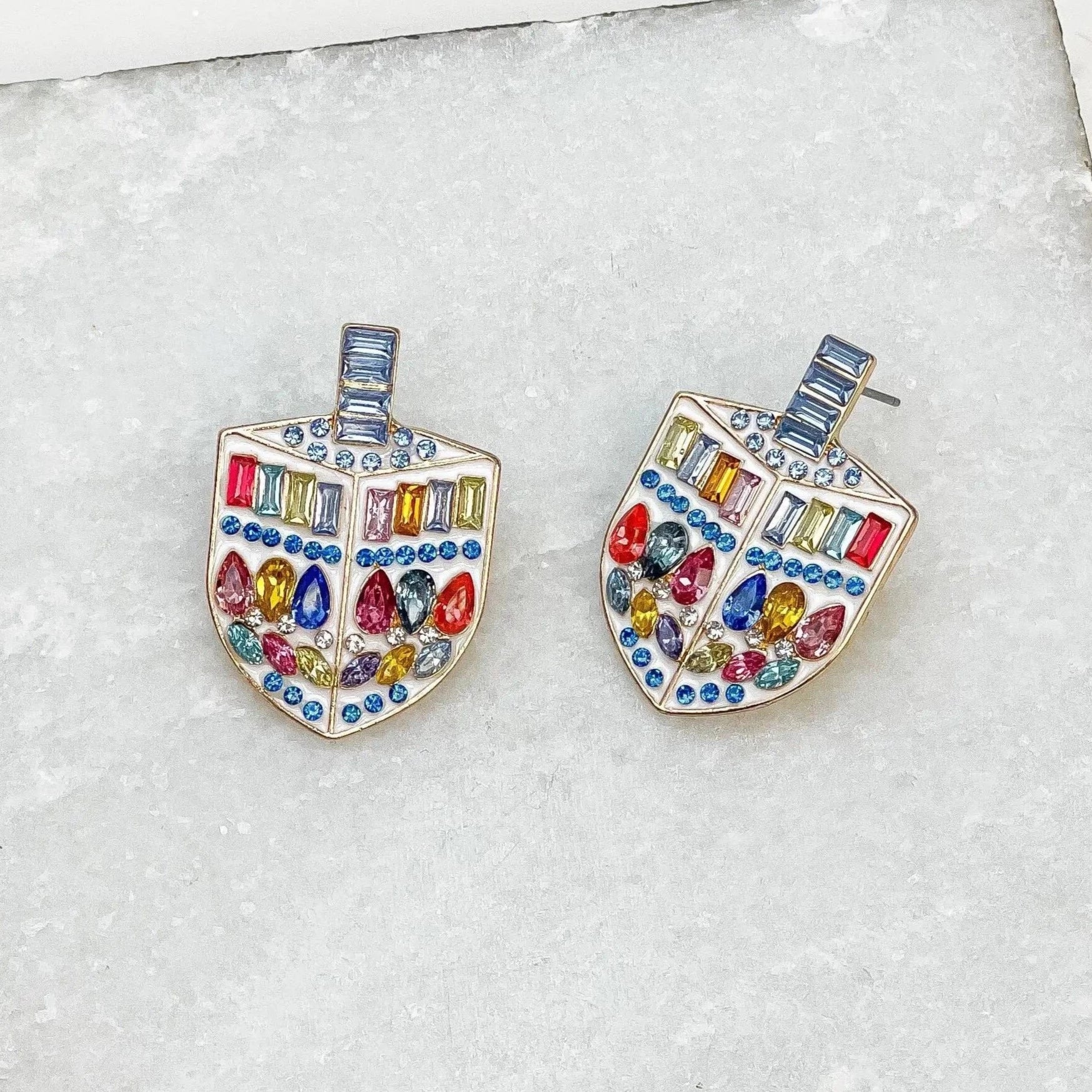 Stone Embellished Dreidel Earrings、mySite、topwebapps