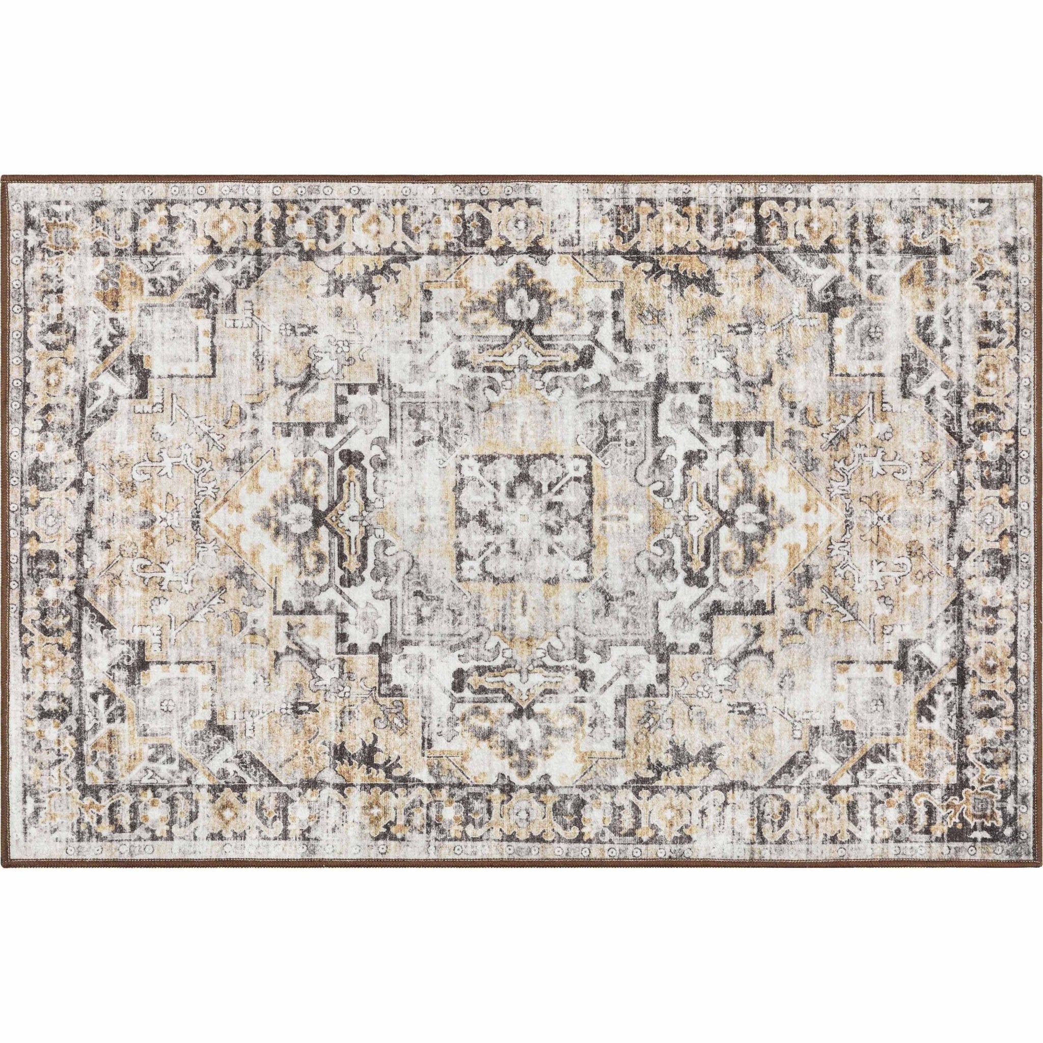 Elle Basics Rendezvous Vintage Medallion Easy-Clean Washable Non-Slip Rug by Well Woven、mySite、gigharbornorthrealestate