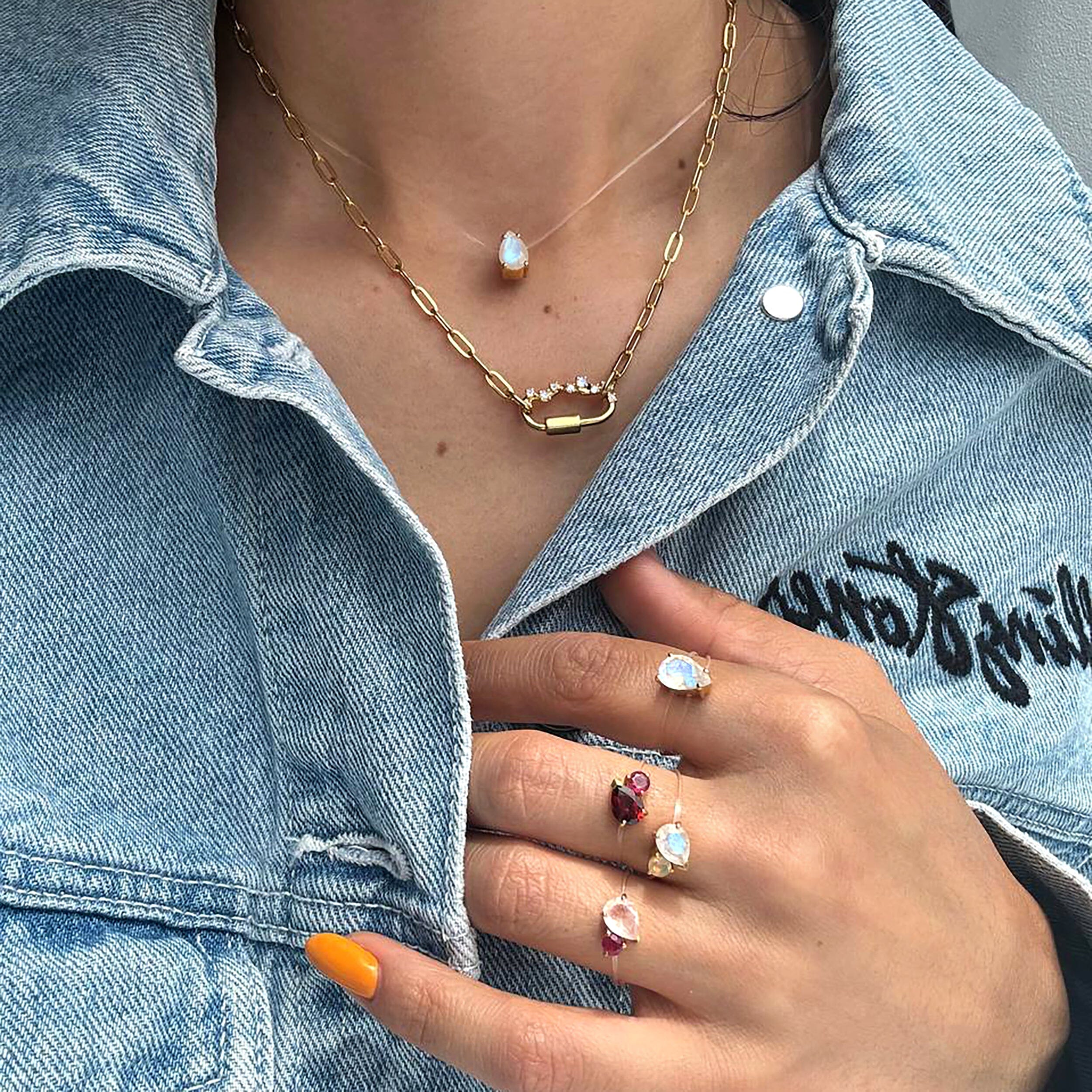 Moonstone Necklace Floating Sway - June Birthstone、mySite、hinf8tx79