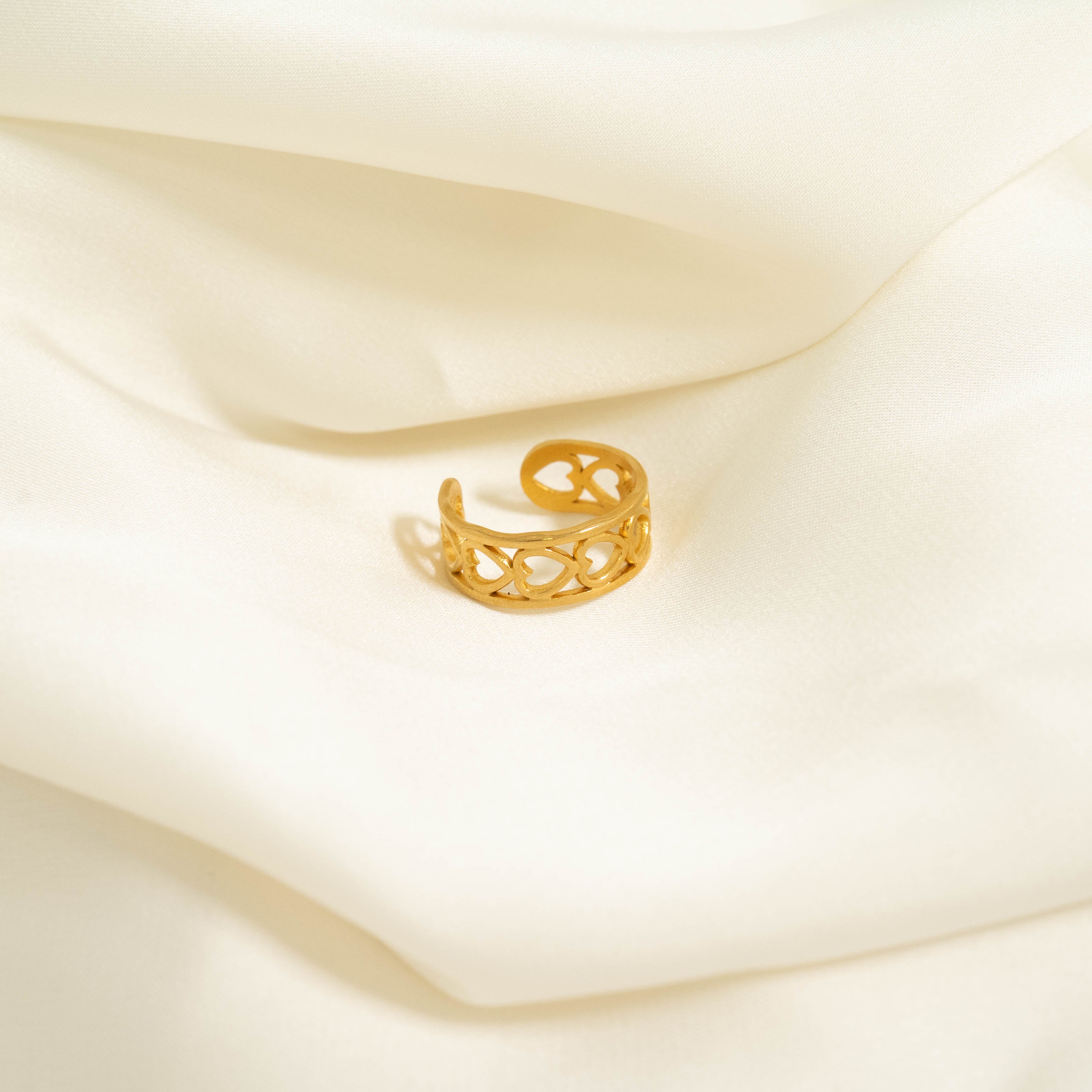 18K Gold PVD Stainless Steel Horizontal Heart Toe Ring / KSS0014、mySite、dreamappss